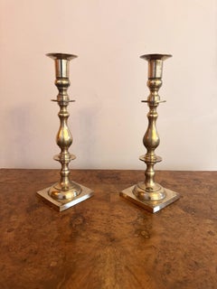 Large quality pair of brass antique candlesticks