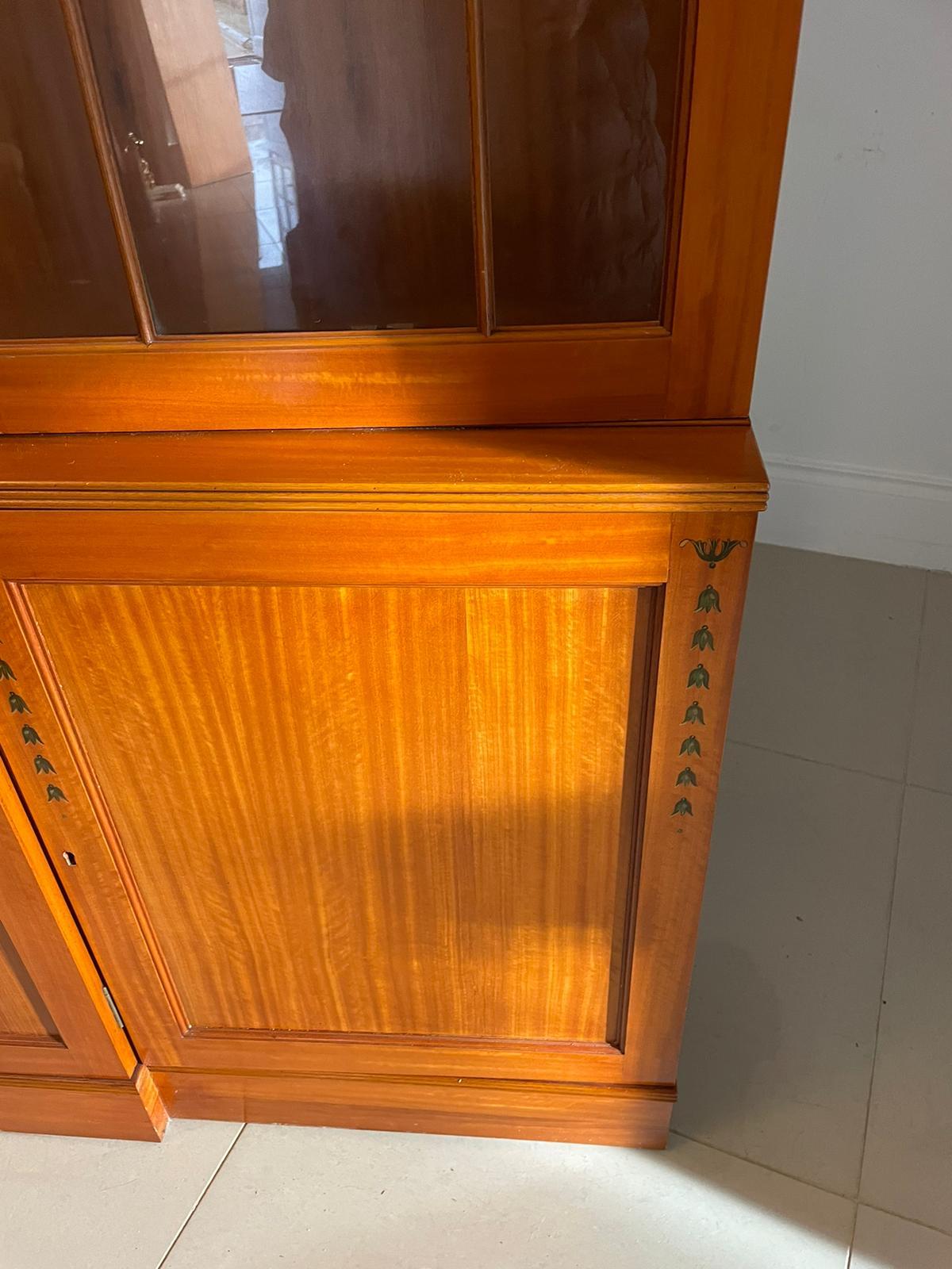 Large Quality Satinwood Astral Glazed Breakfront Display Cabinet For Sale 4