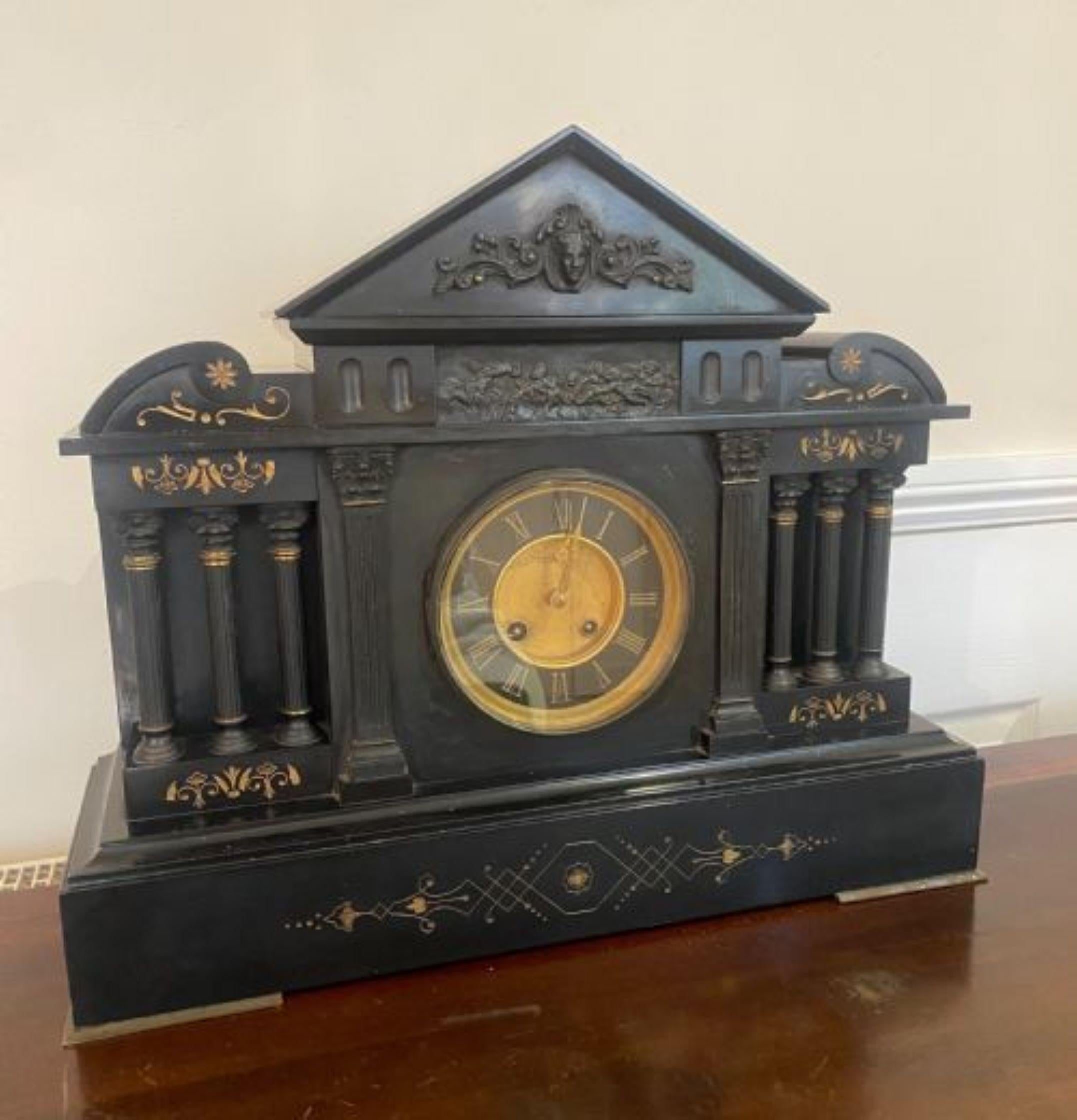 Large Quality Victorian Marble Mantle Clock In Good Condition For Sale In Ipswich, GB
