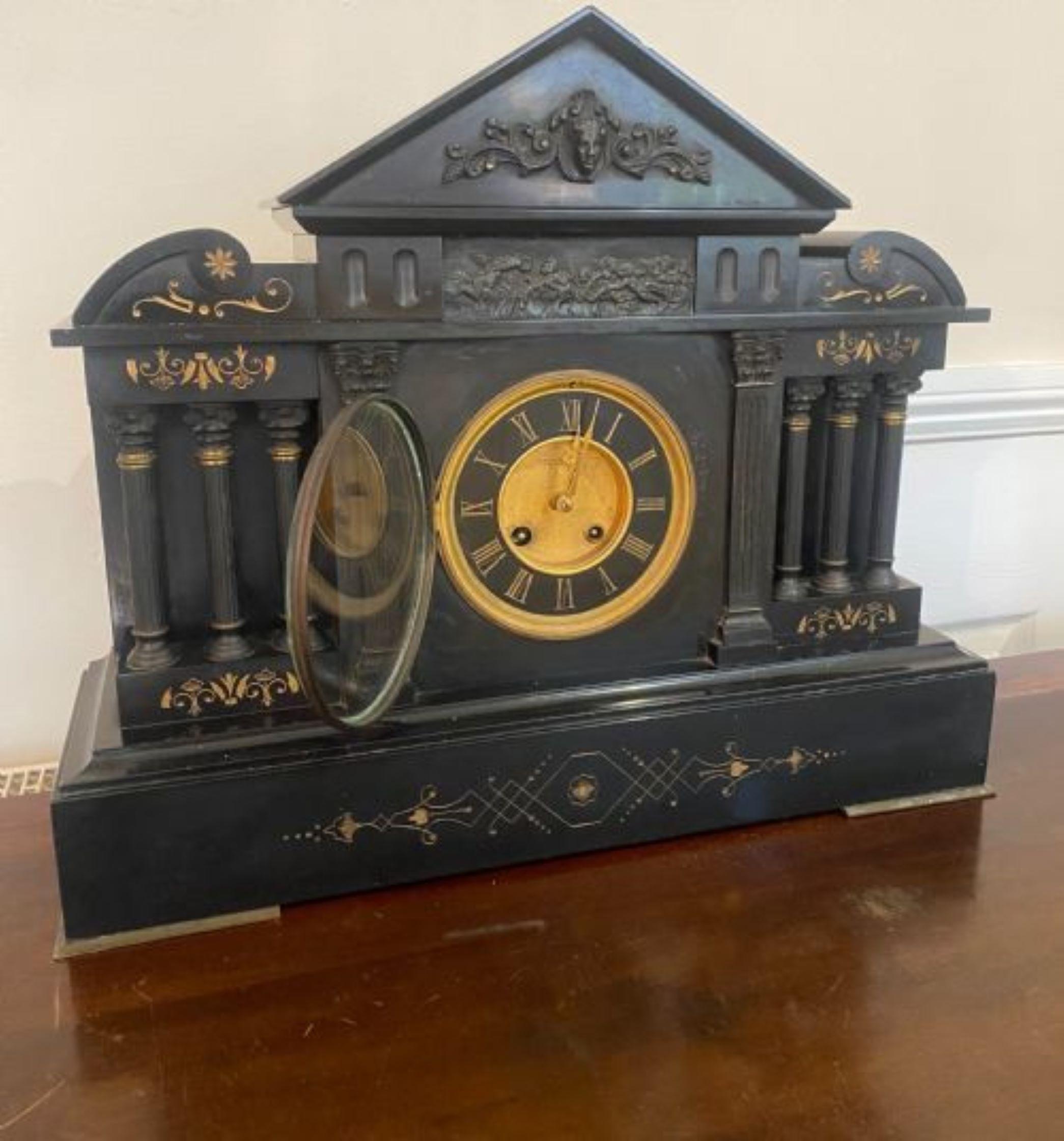 19th Century Large Quality Victorian Marble Mantle Clock For Sale