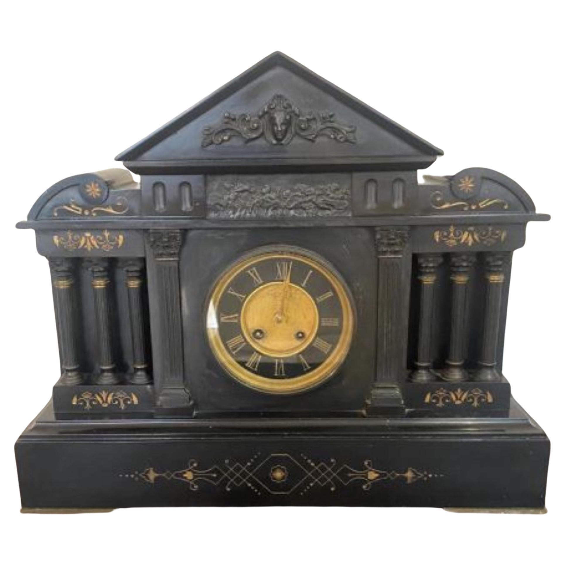 Large Quality Victorian Marble Mantle Clock For Sale