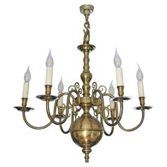 Grande lampadario di qualità in ottone ormolu retrò d'epoca - 6 bracci / luci