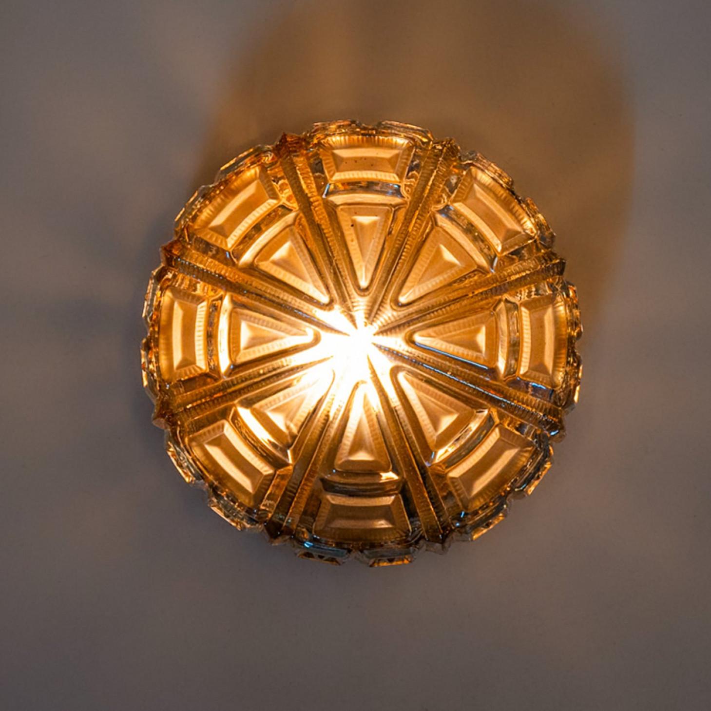Mid-Century Modern Large quantity Glass Flush Mounts/Wall Lights in style of Tynell, 1960 For Sale