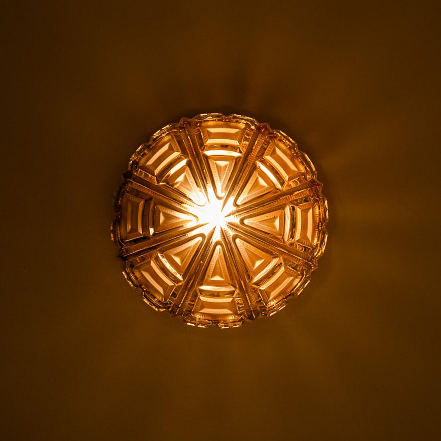 Mid-20th Century Large quantity Glass Flush Mounts/Wall Lights in style of Tynell, 1960 For Sale