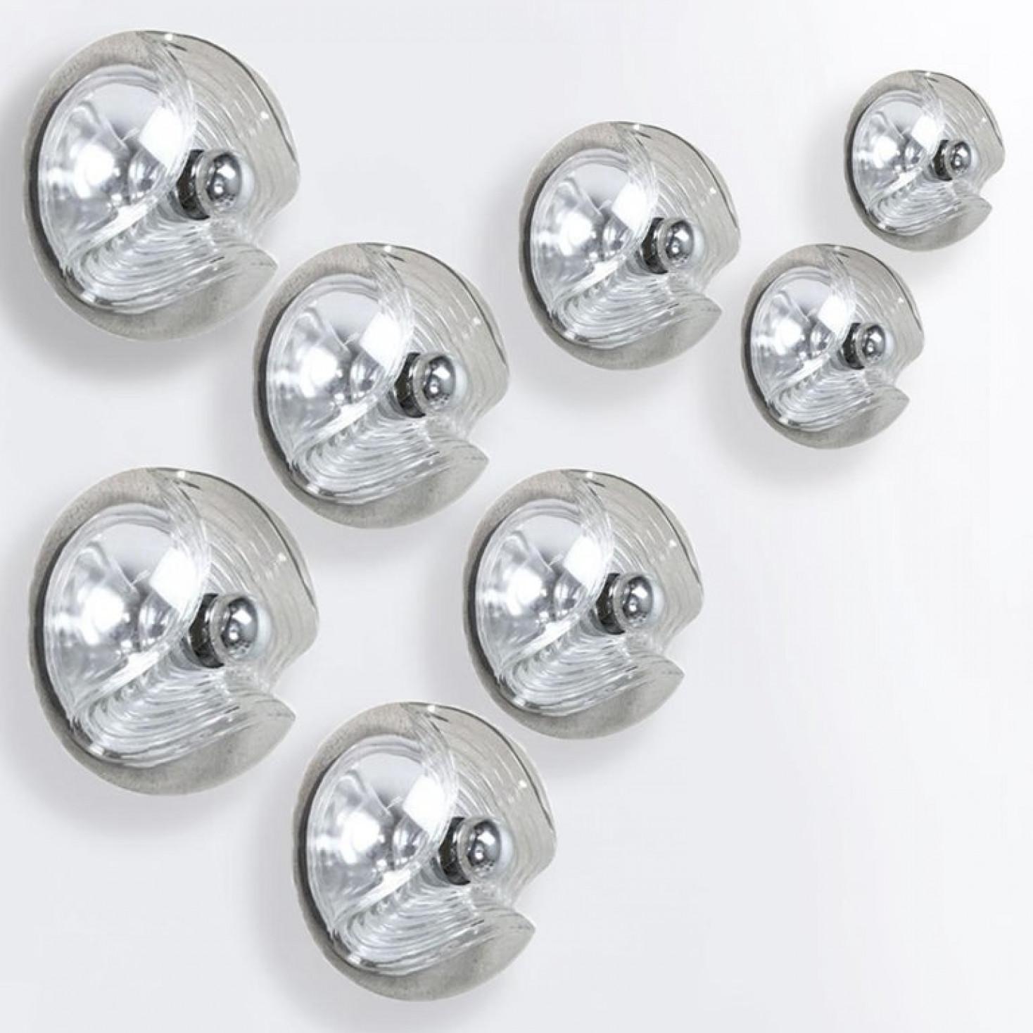 Large Quantity Koch & Lowy Clear Glass Wall Sconces or Lights by Peill Putzler For Sale 4