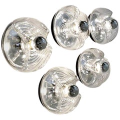 Large Quantity Koch & Lowy Clear Glass Wall Sconces or Lights by Peill Putzler