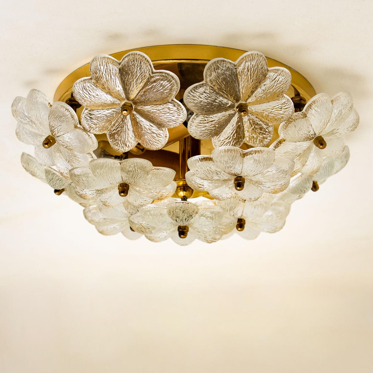 Large Quantity of Glass and Brass Floral Wall Lights from Ernst Palme, 1970s For Sale 5