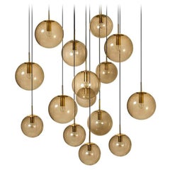 Large Quantity Smoked Blown Globes by Glashütte Limburg, Four Sizes