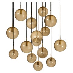 Large Quantity Smoked Blown Globes by Glashütte Limburg, Four Sizes