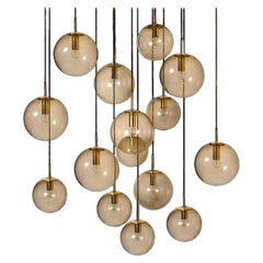 Large Quantity Smoked Blown Globes by Glashütte Limburg, Four Sizes