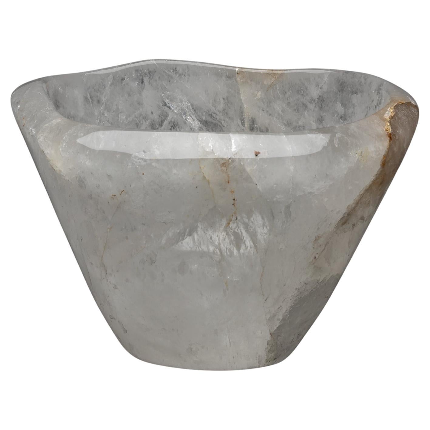 Large Quartz Bowl for Wine Cooler or Champagne from Madagascar