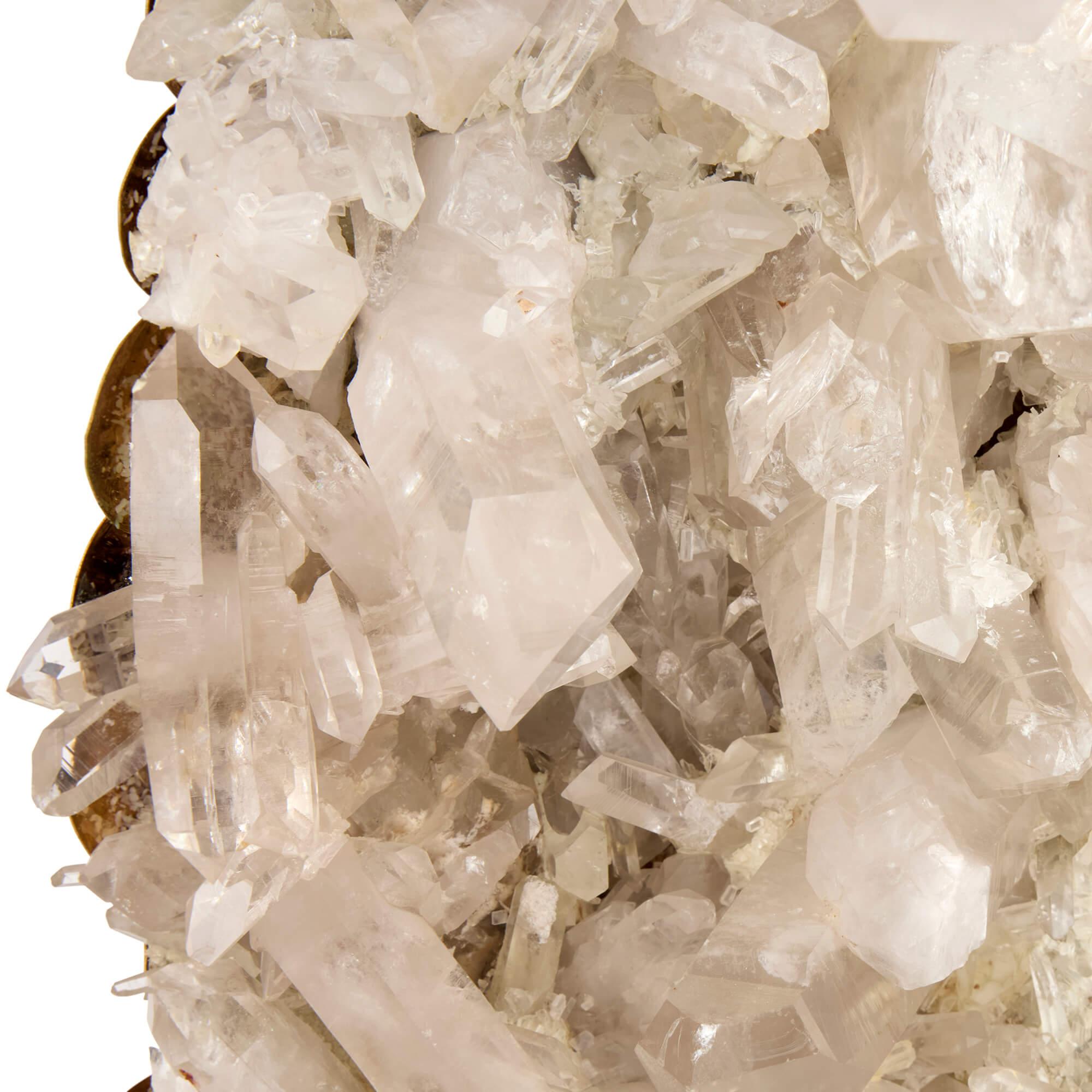 Silver Large Quartz Crystal, Pyrite and Vermeil Model of an Eagle Attributed to Asprey For Sale