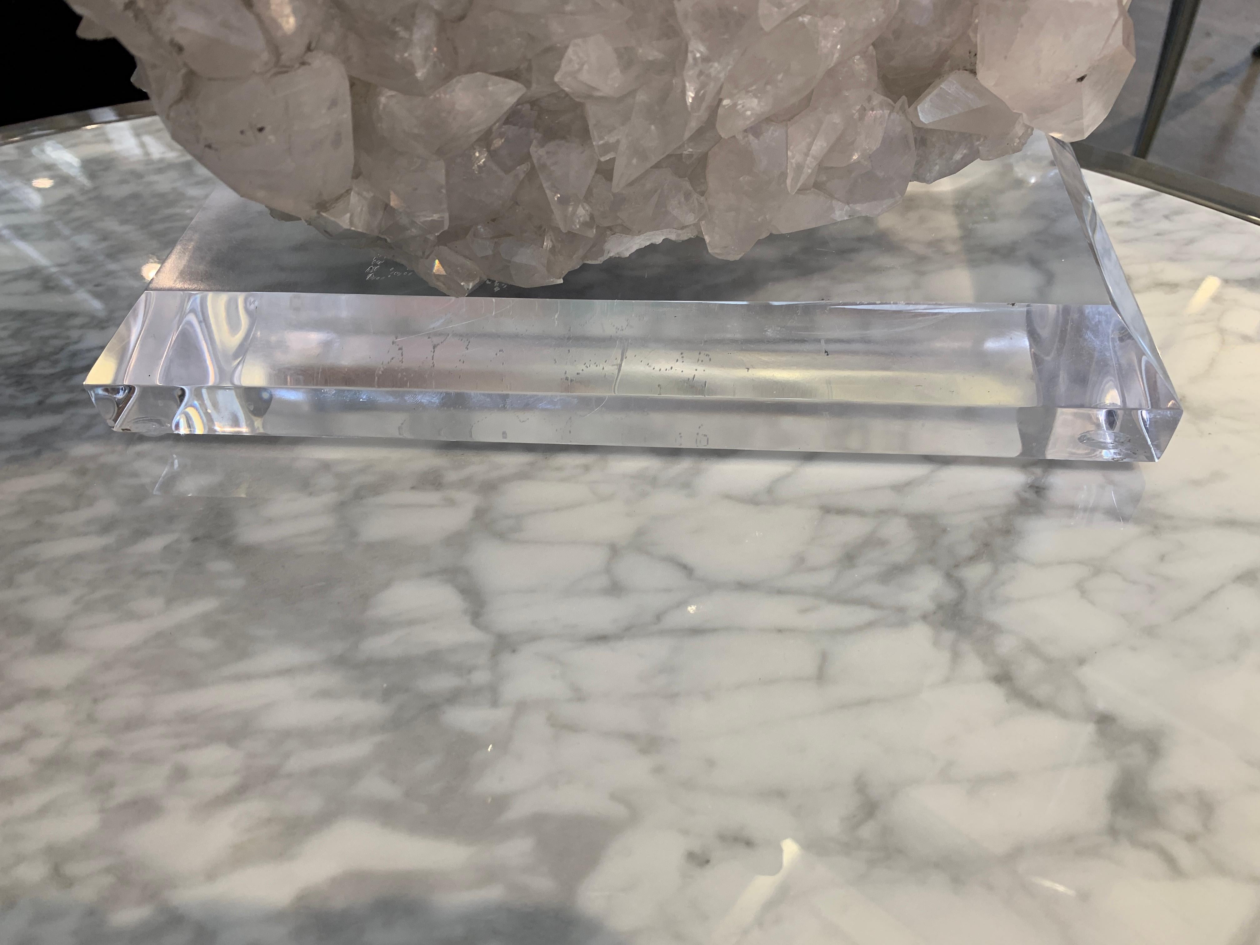 Large Quartz Crystal Specimen on Lucite Base 4