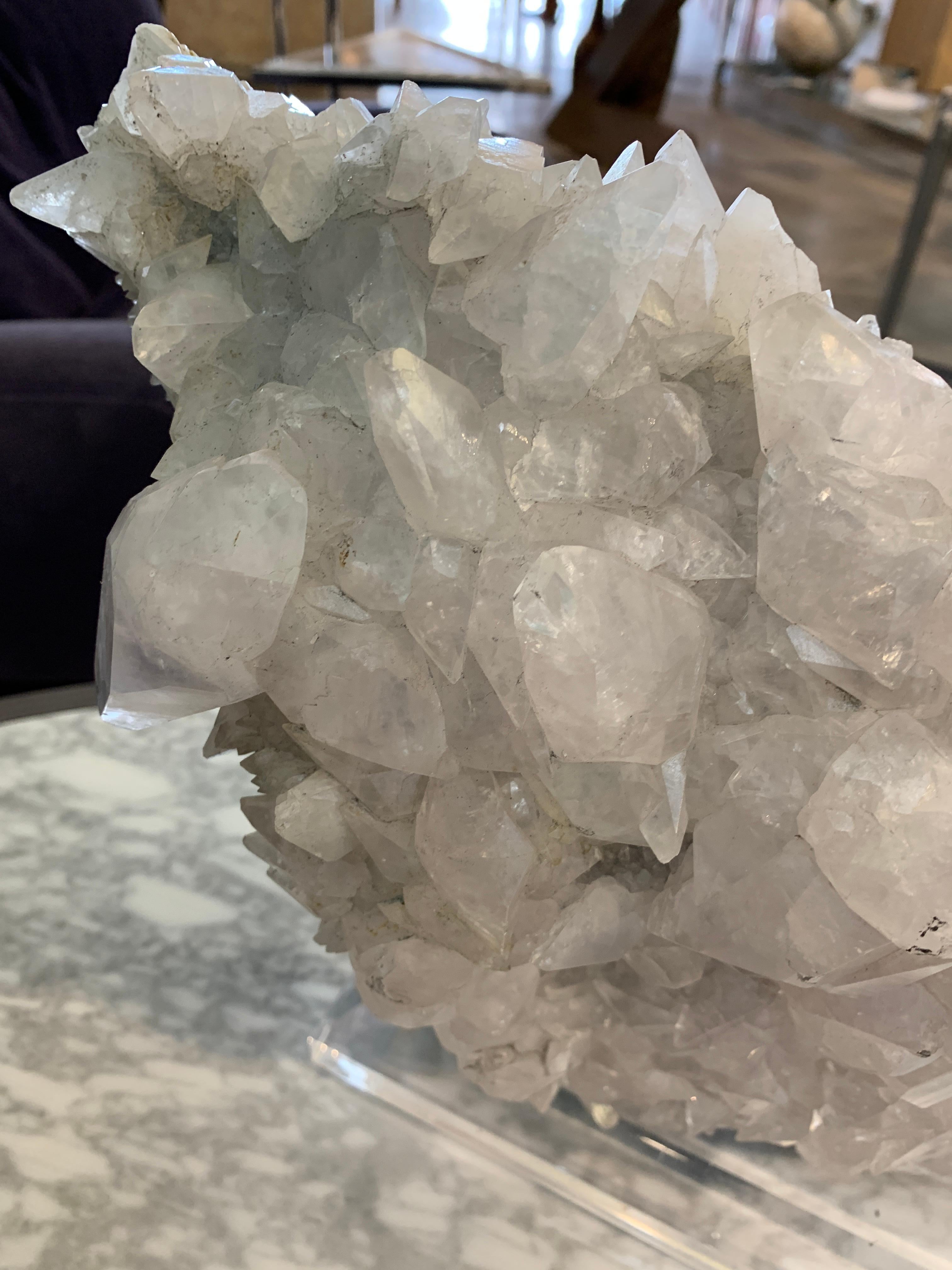 Large Quartz Crystal Specimen on Lucite Base 2
