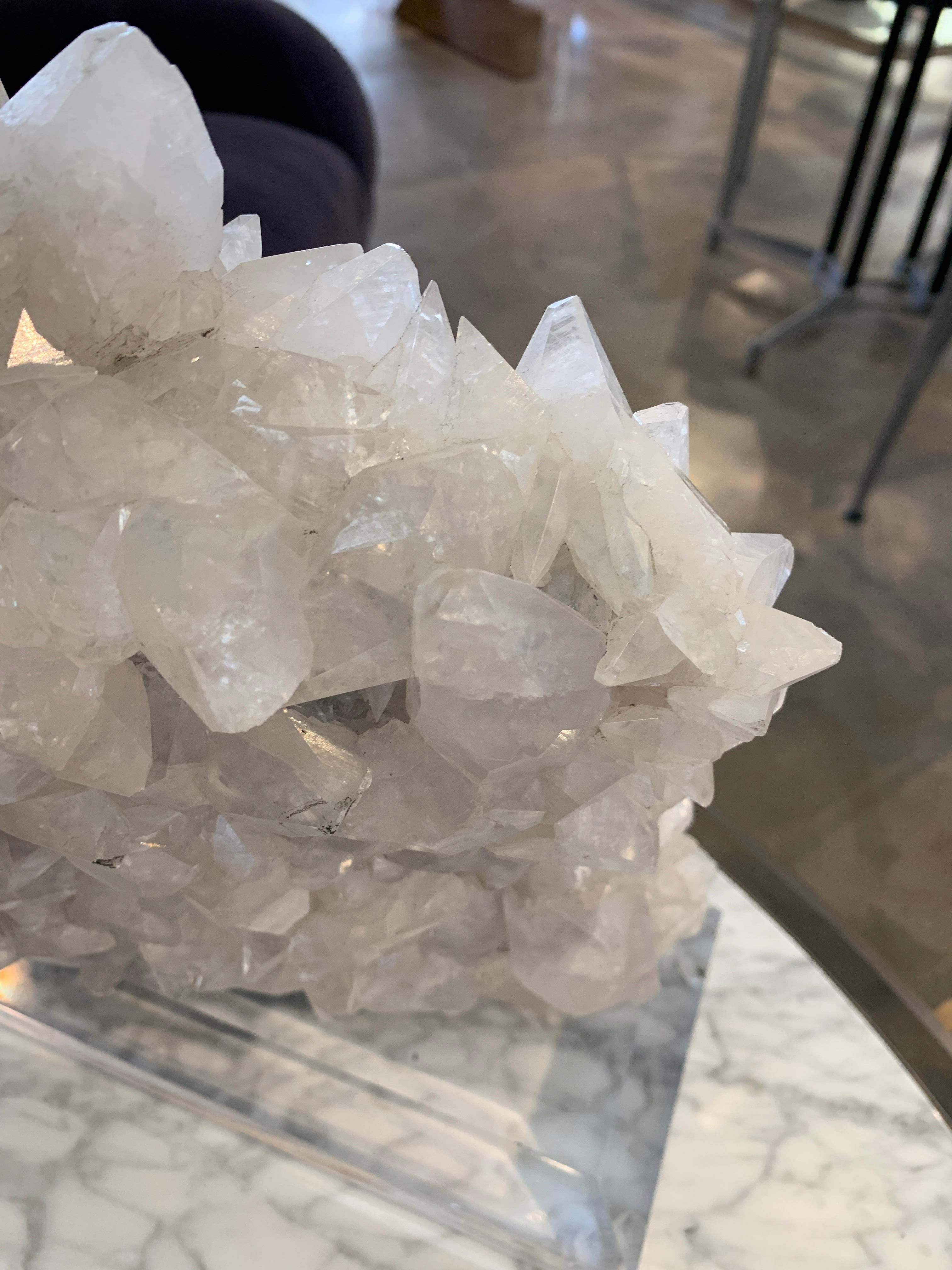 Large Quartz Crystal Specimen on Lucite Base 3