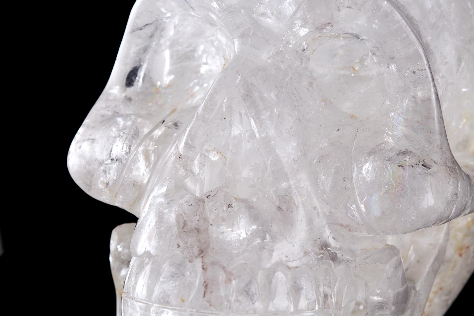 South American Large Quartz Rock Crystal Skull Sculpture