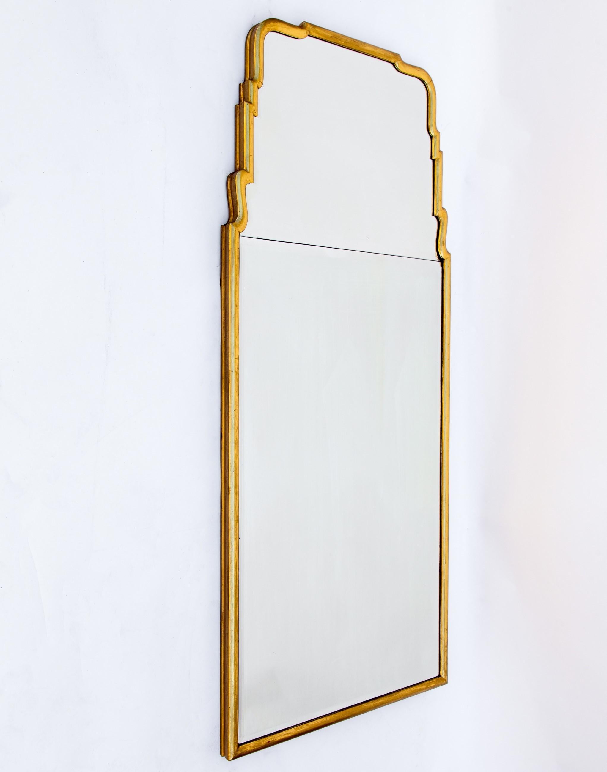 Large Queen Anne Divided Plate Giltwood Mirror, 1950s 5