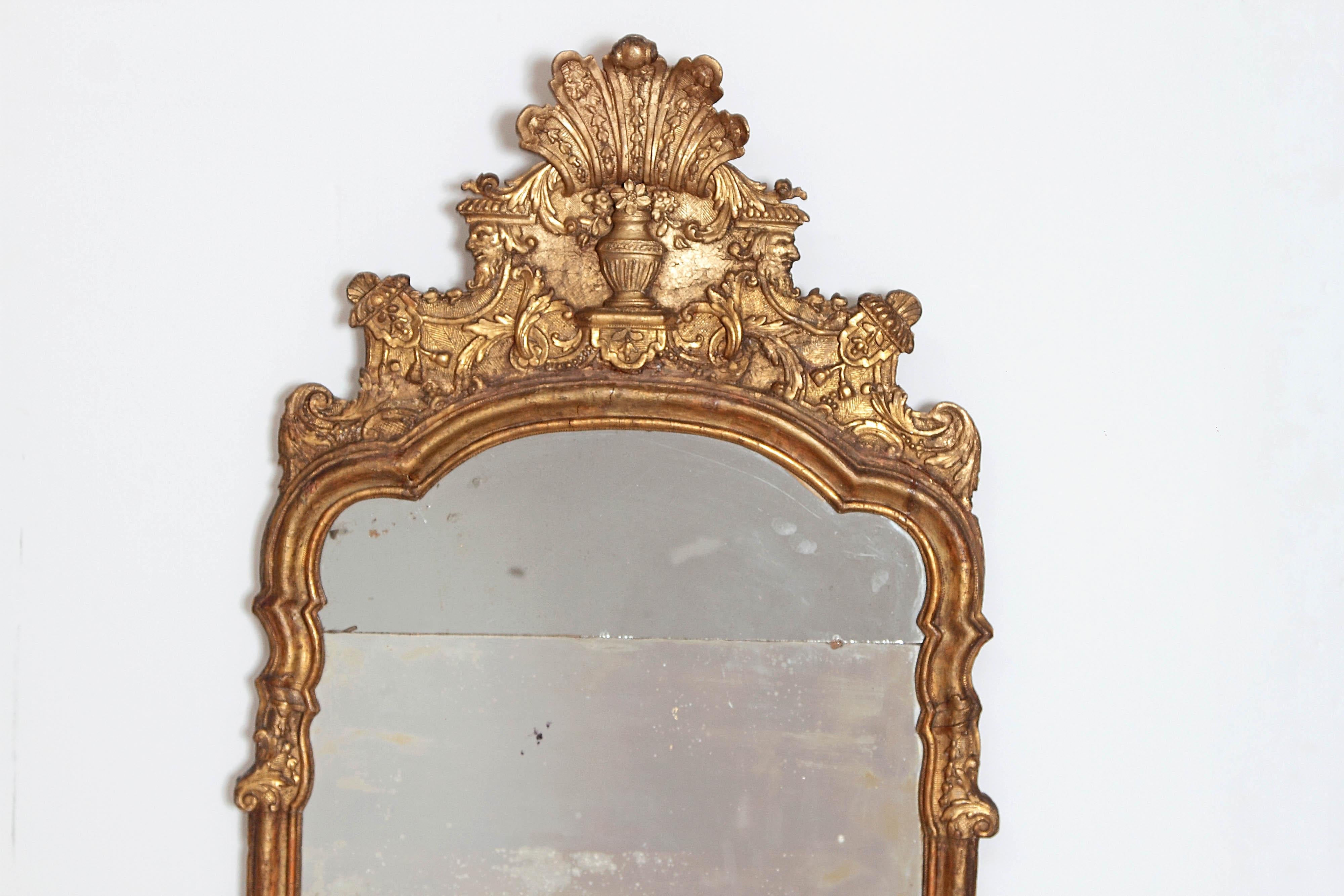English Large Queen Anne Gilt-Gesso Mirror, circa 1710