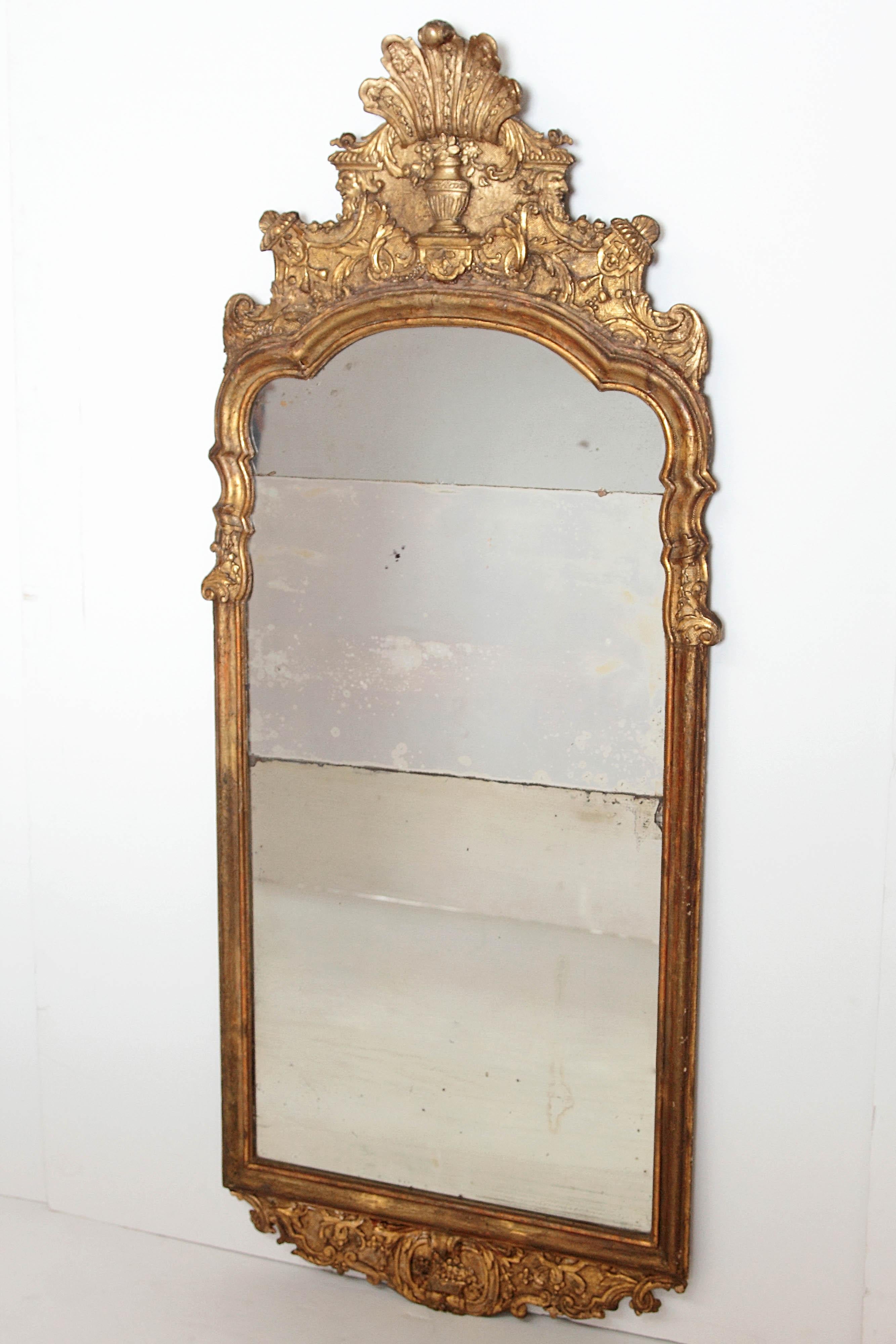 18th Century Large Queen Anne Gilt-Gesso Mirror, circa 1710