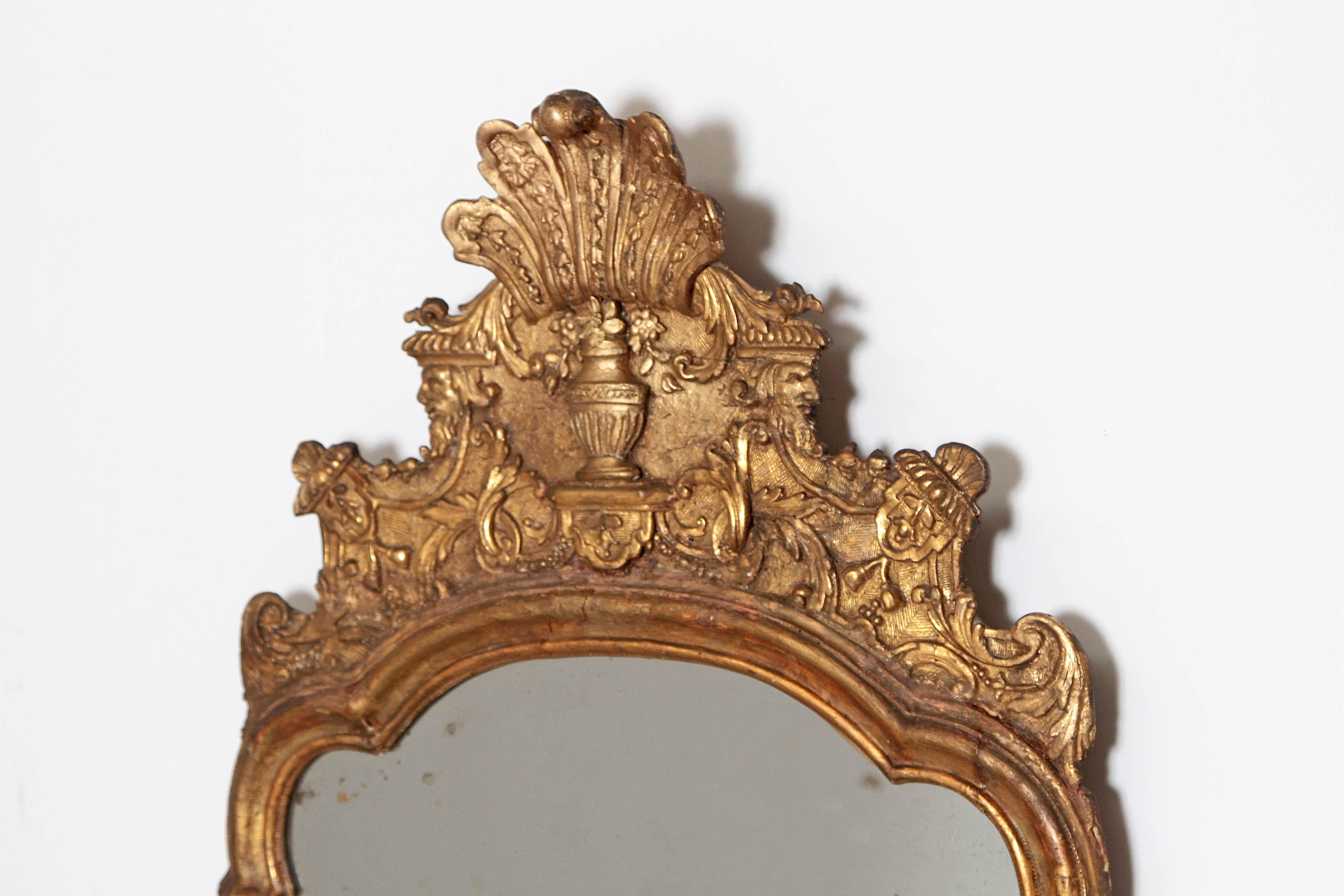 Glass Large Queen Anne Gilt-Gesso Mirror, circa 1710