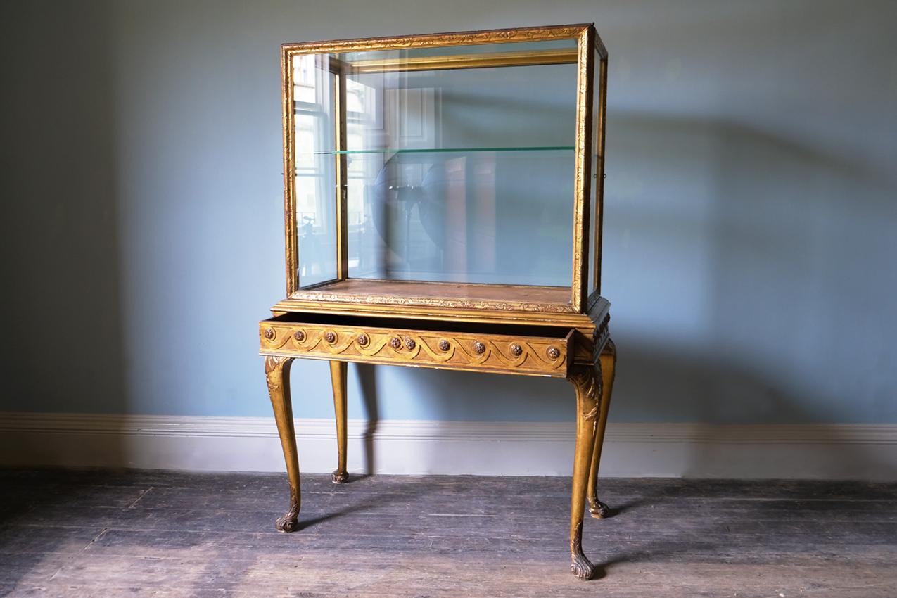 queen anne glass display cabinet