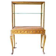 Vintage Large Queen Anne Style Gilt Display Cabinet