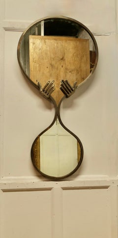 Large Quirky Mid Century One Off Designer Wall Mirror   A figure of 8 frame
