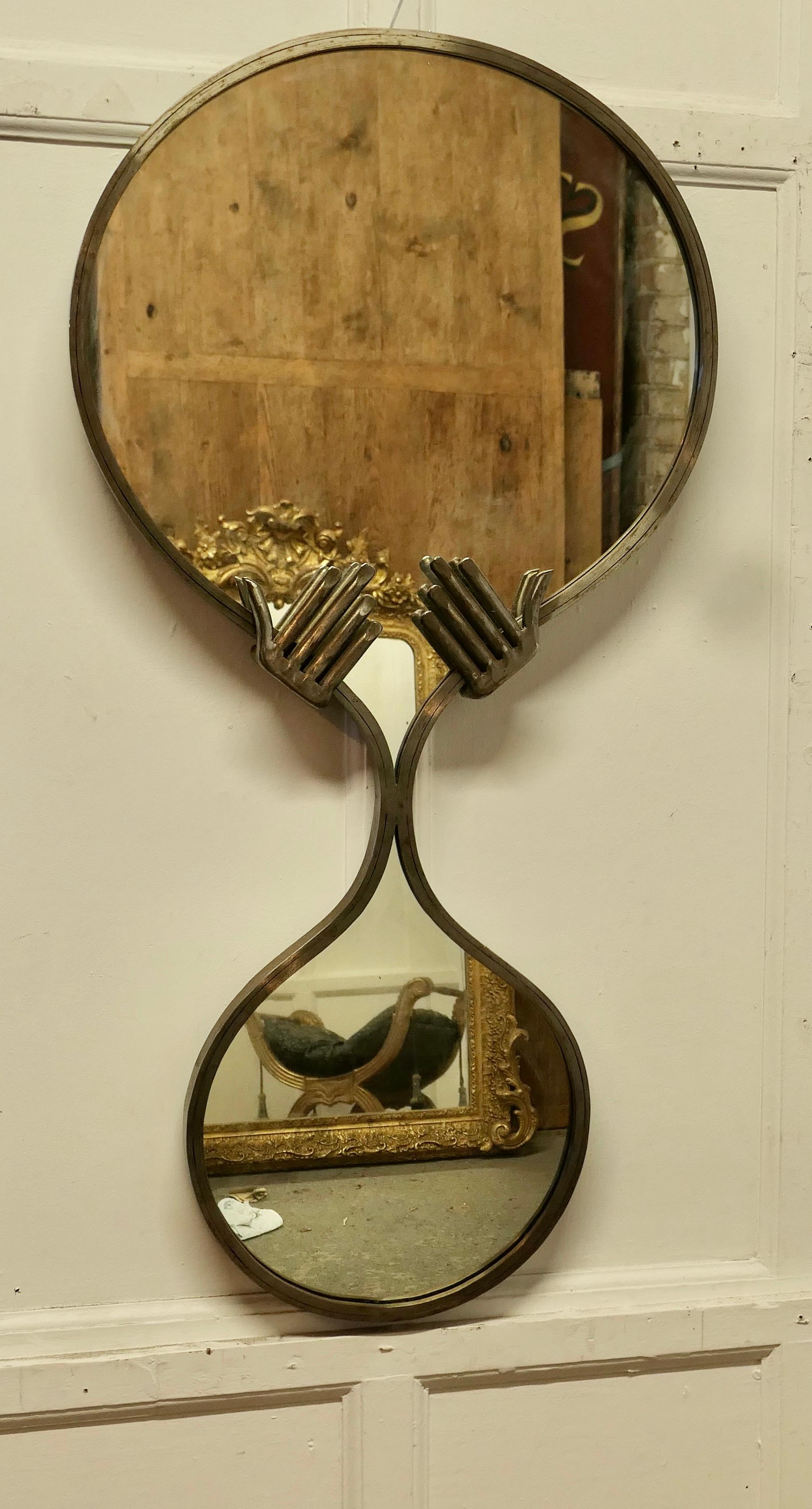 Large Quirky Mid Century One Off Designer Wall Mirror   A figure of 8 frame In Good Condition For Sale In Godshill, Isle of Wight