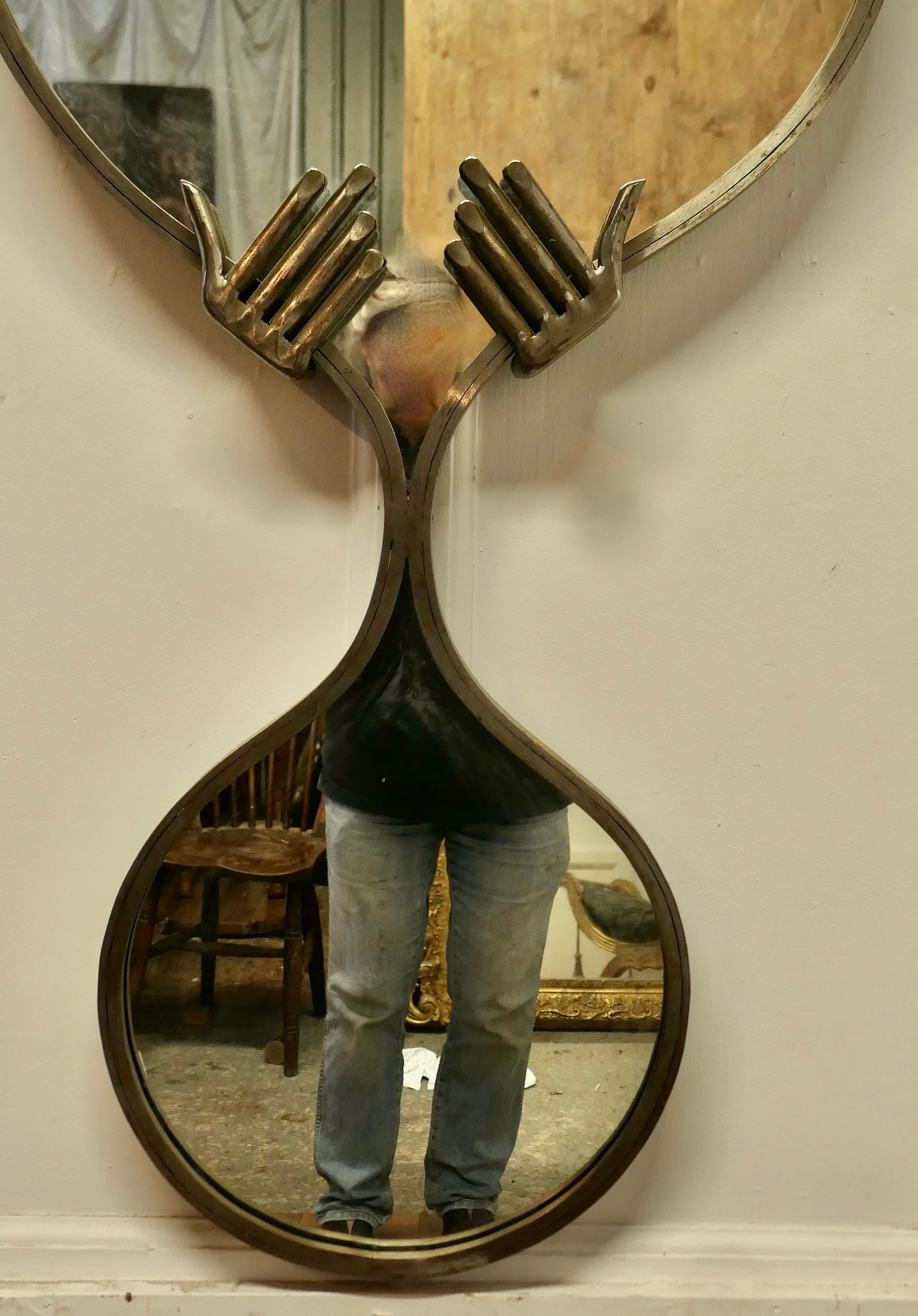 Large Quirky Mid Century One Off Designer Wall Mirror   A figure of 8 frame For Sale 1