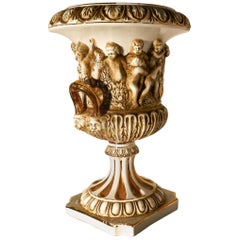 Grande urne figurative:: vase en porcelaine italienne R Capodimonte