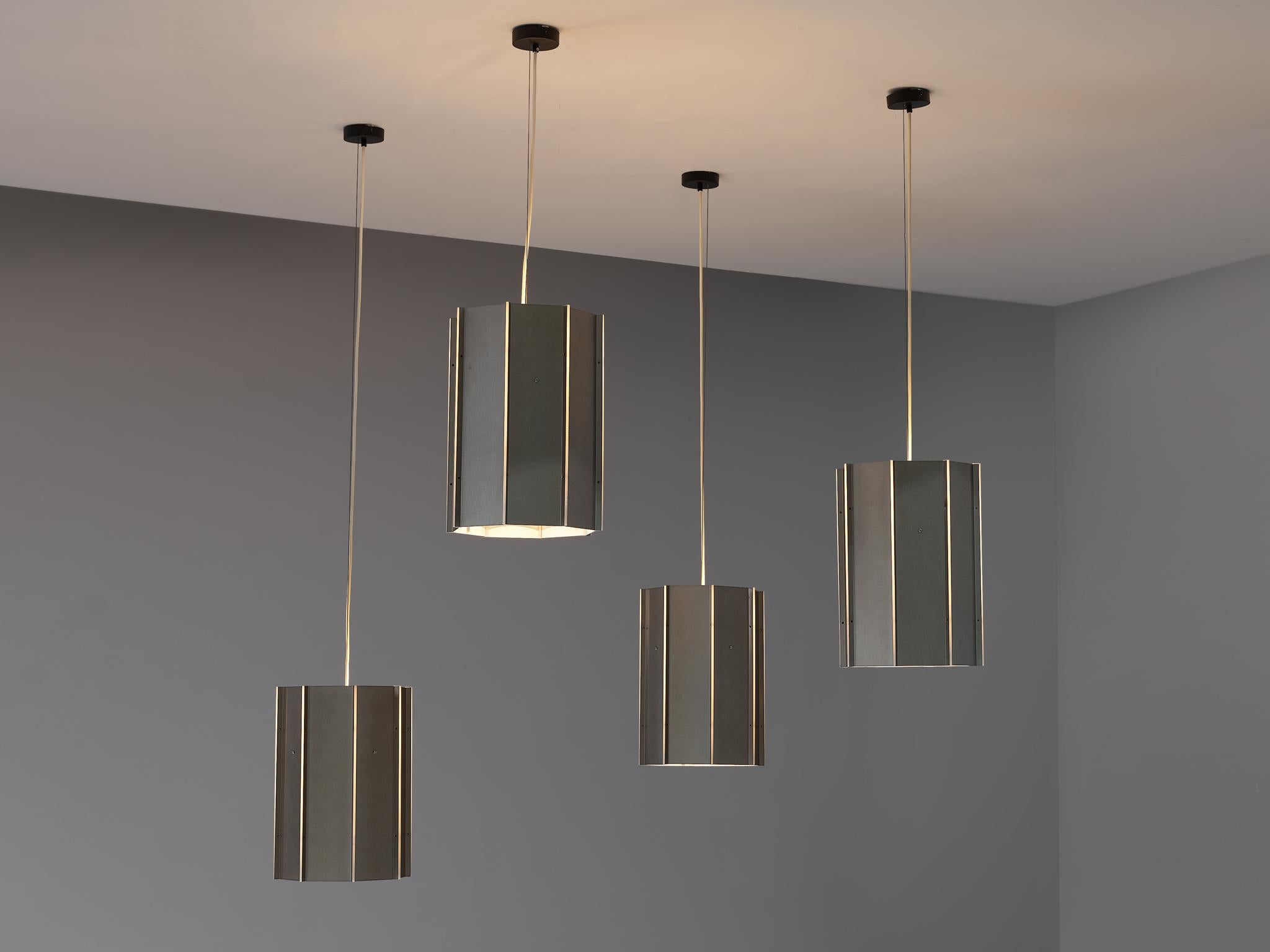 Mid-Century Modern Large RAAK Pendants Model 'B-1011' in Aluminum and Perspex  For Sale