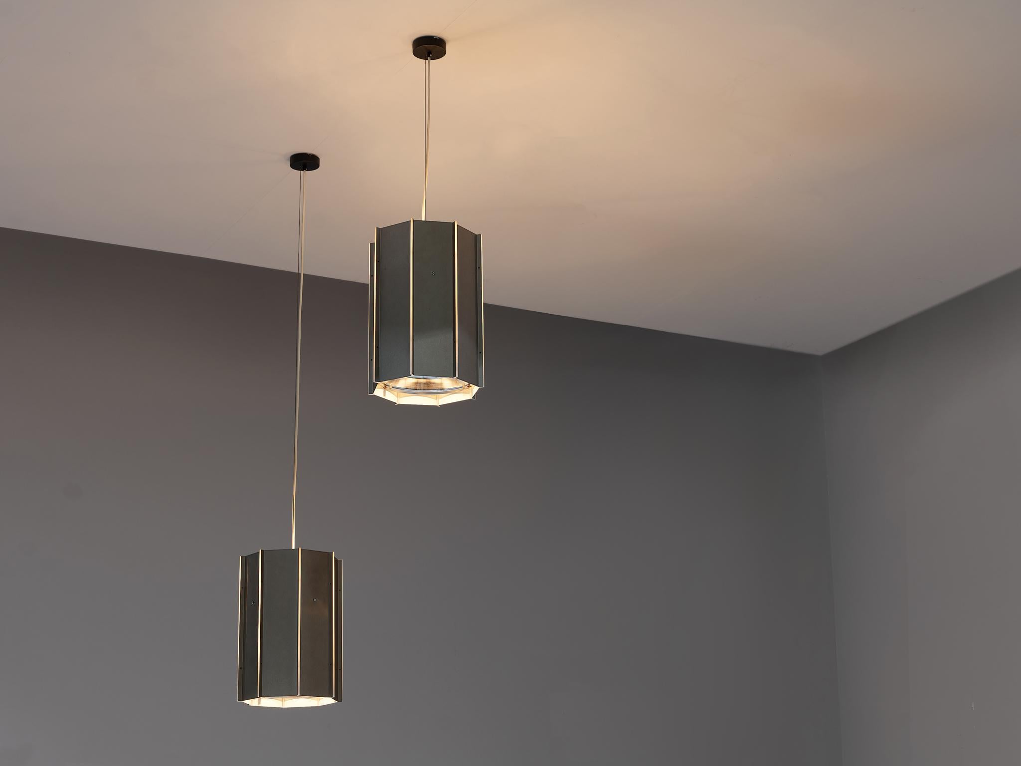 Late 20th Century Large RAAK Pendants Model 'B-1011' in Aluminum and Perspex  For Sale