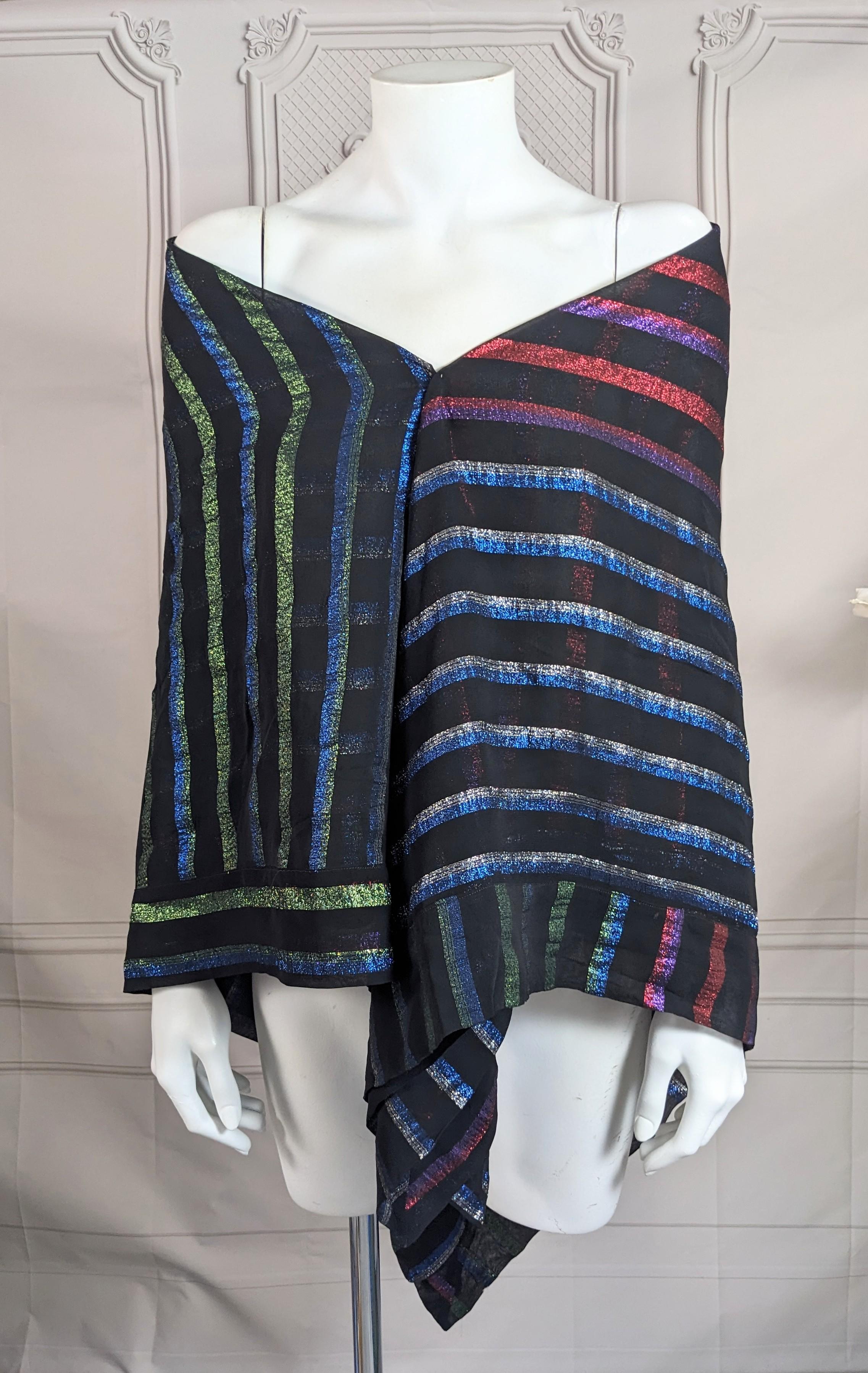 Nero Large Rainbow Chiffon Lurex Shawl in vendita