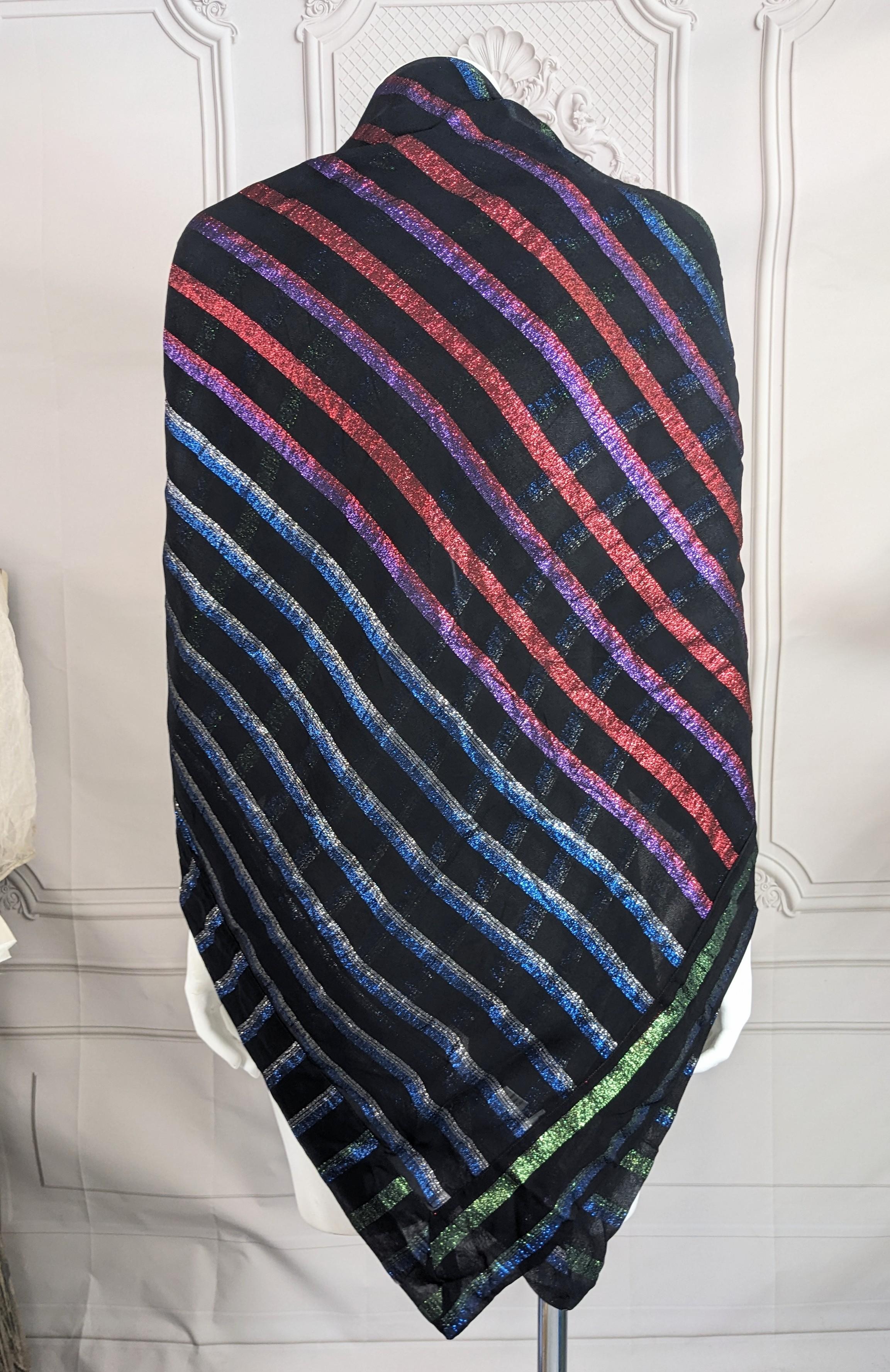 Large Rainbow Chiffon Lurex Shawl In condizioni buone in vendita a New York, NY
