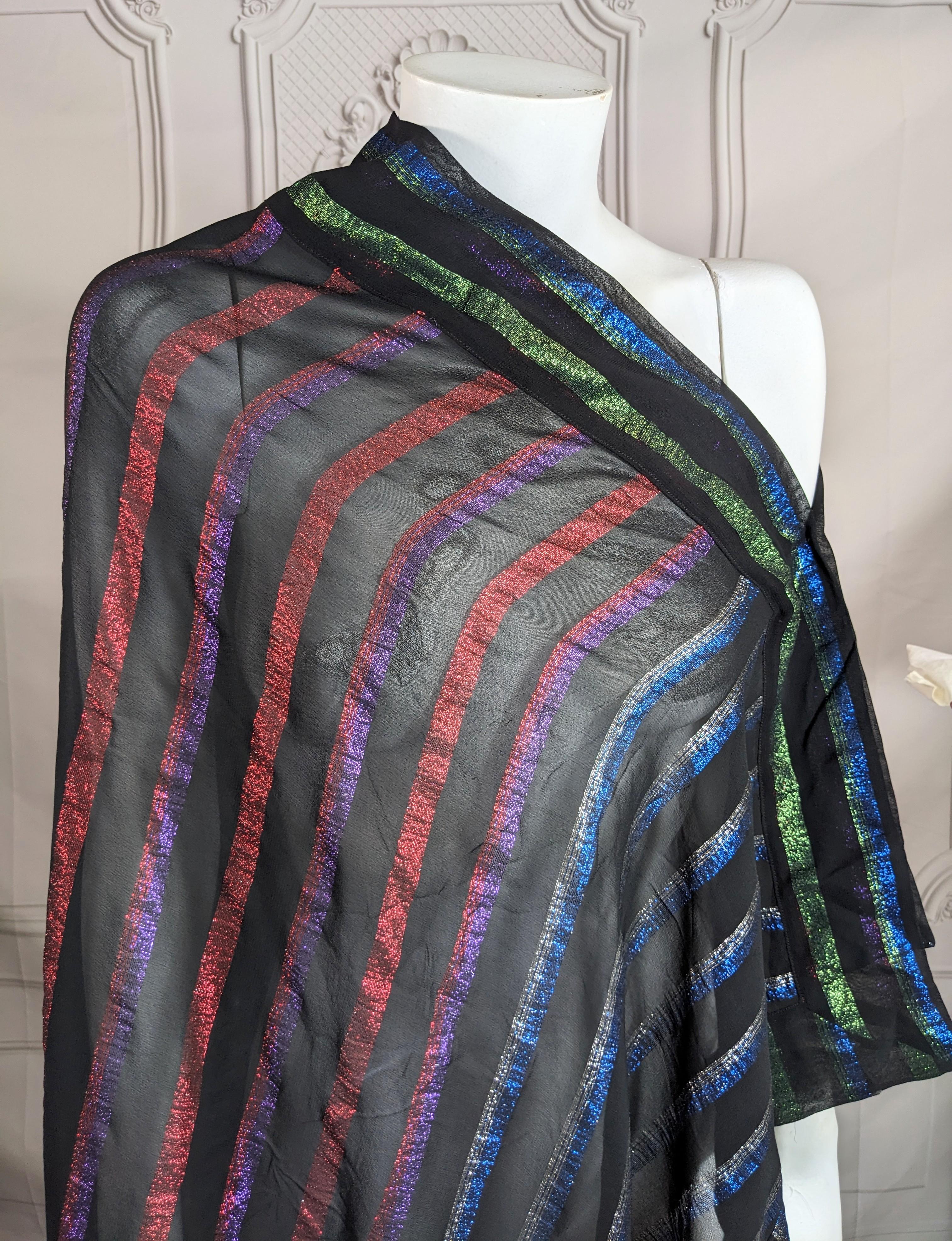 Large Rainbow Chiffon Lurex Shawl in vendita 1