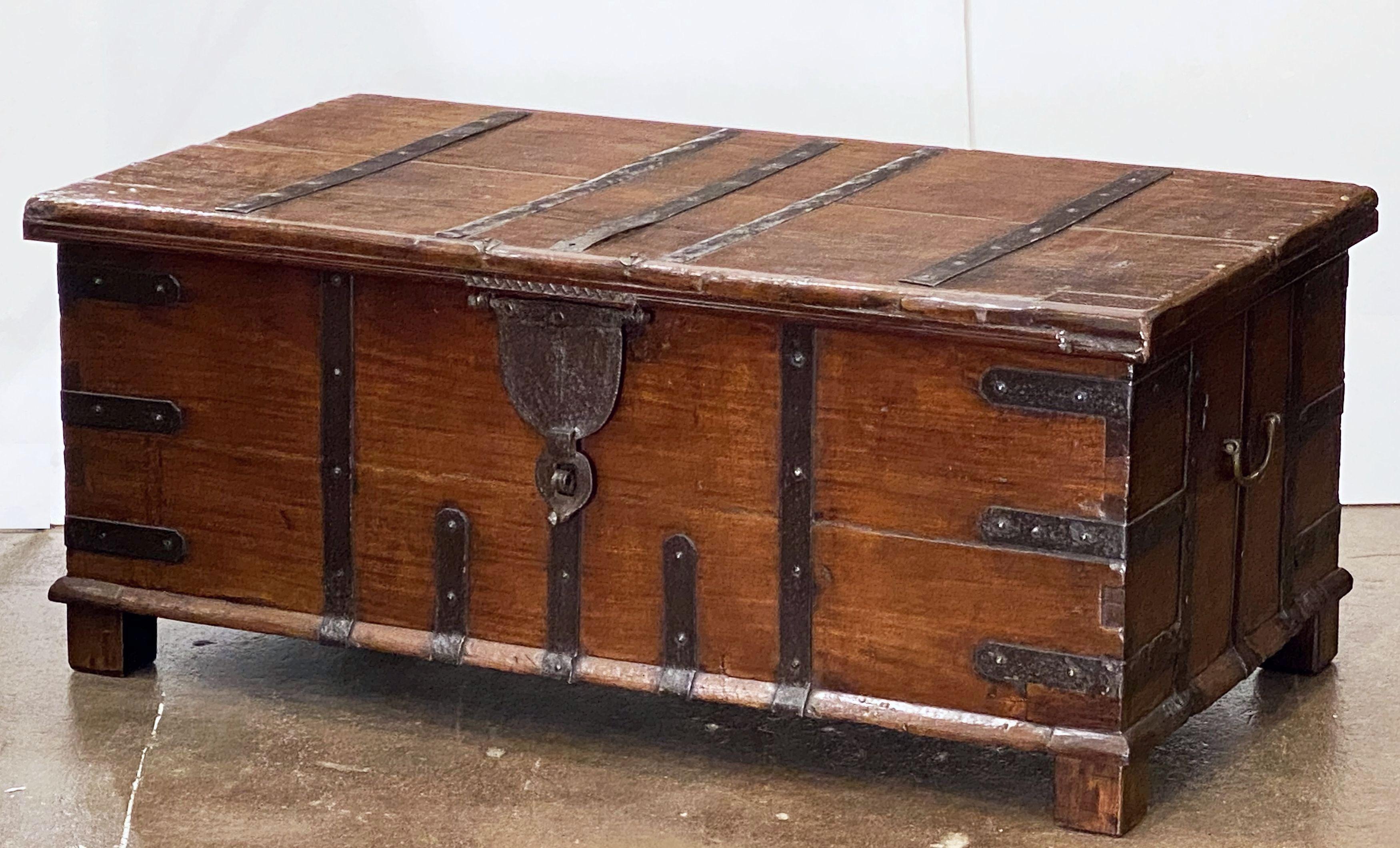 19th Century Large Rajasthan Trunk of Iron and Teak from British Colonial India 'The Raj'