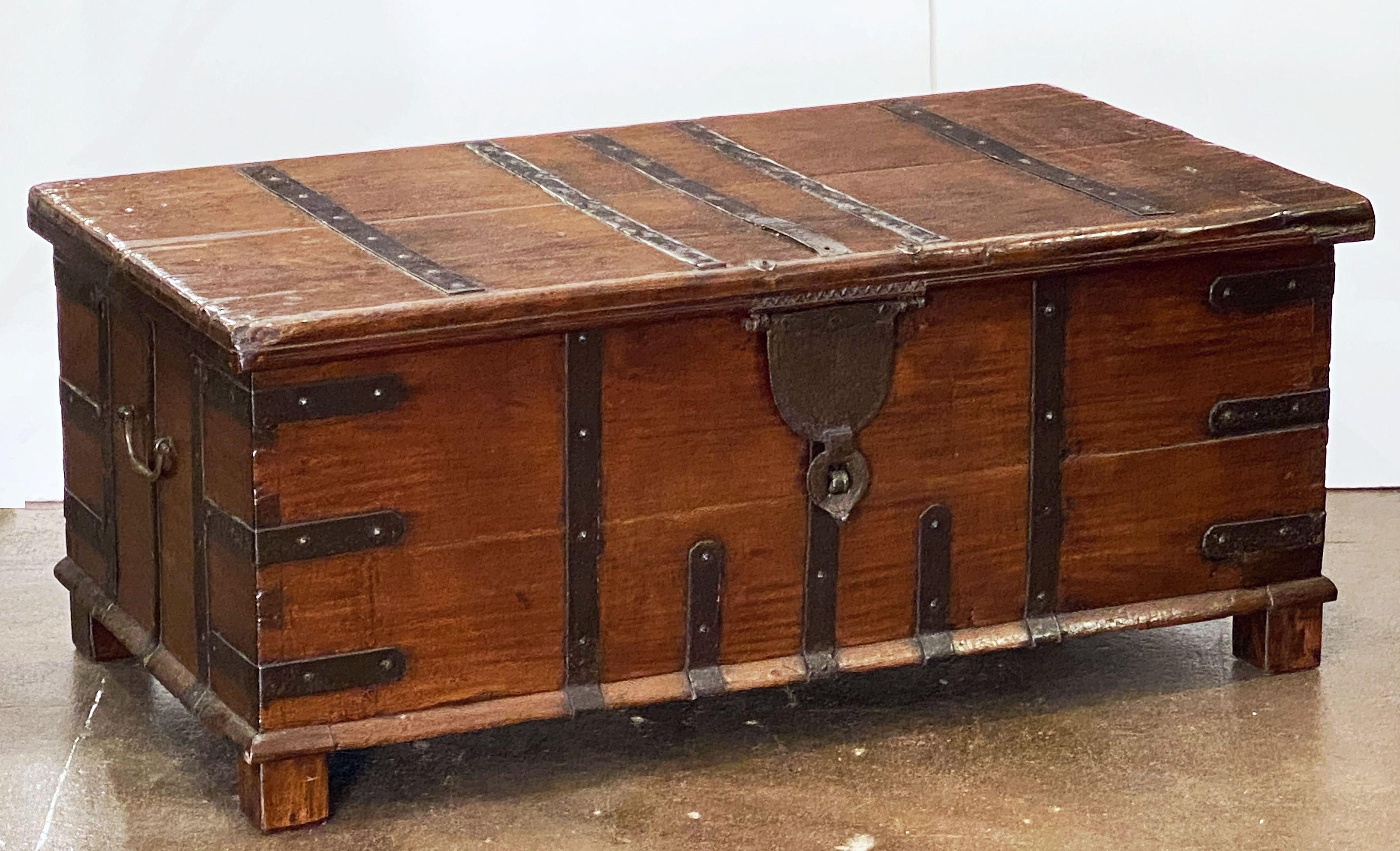 Metal Large Rajasthan Trunk of Iron and Teak from British Colonial India 'The Raj'