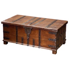 Large Rajasthan Trunk of Iron and Teak from British Colonial India 'The Raj'