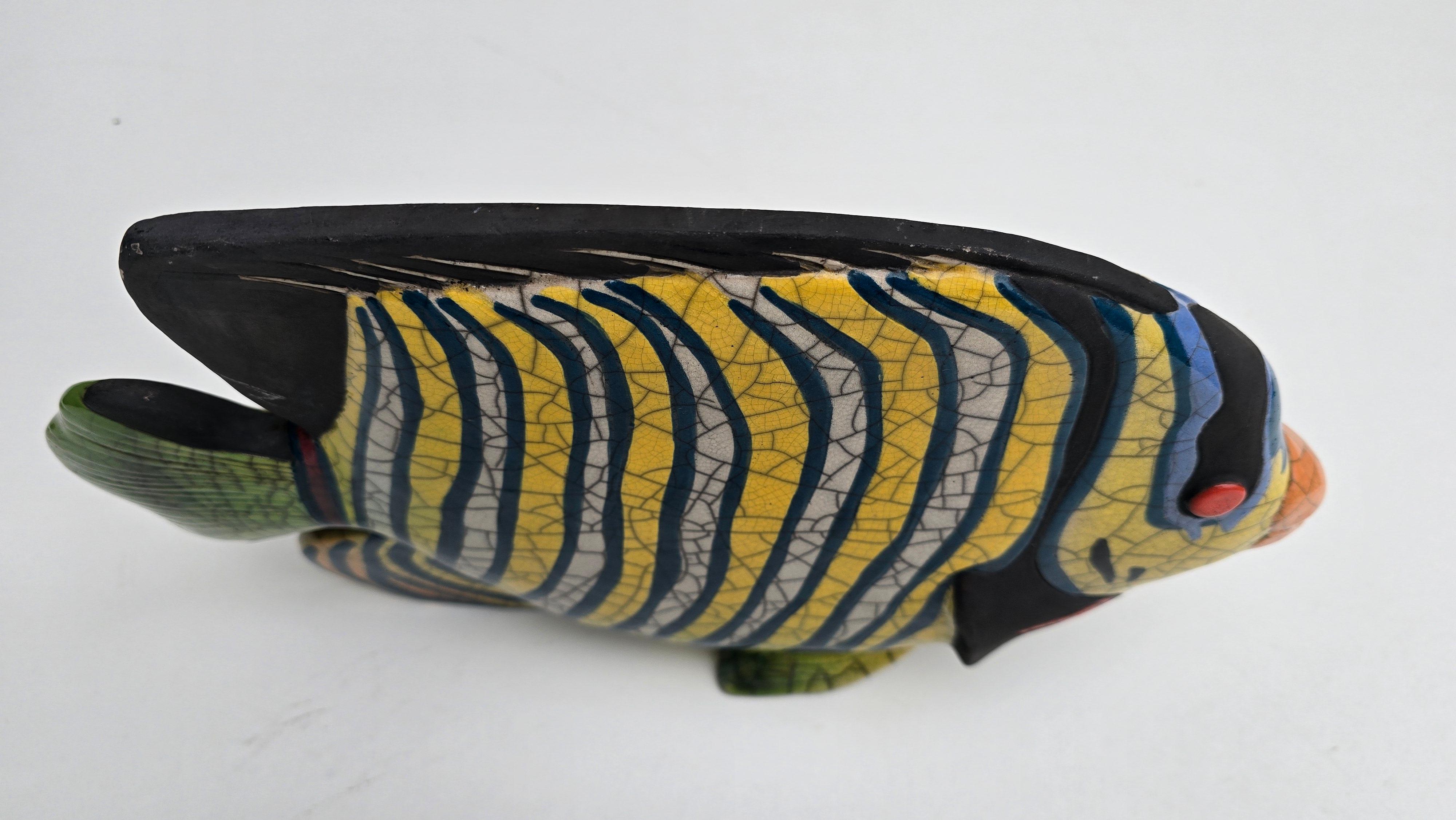 Grande scultura di pesce in ceramica Raku, Ceramica da Studio realizzata a mano, anni '80-2000 in vendita 6