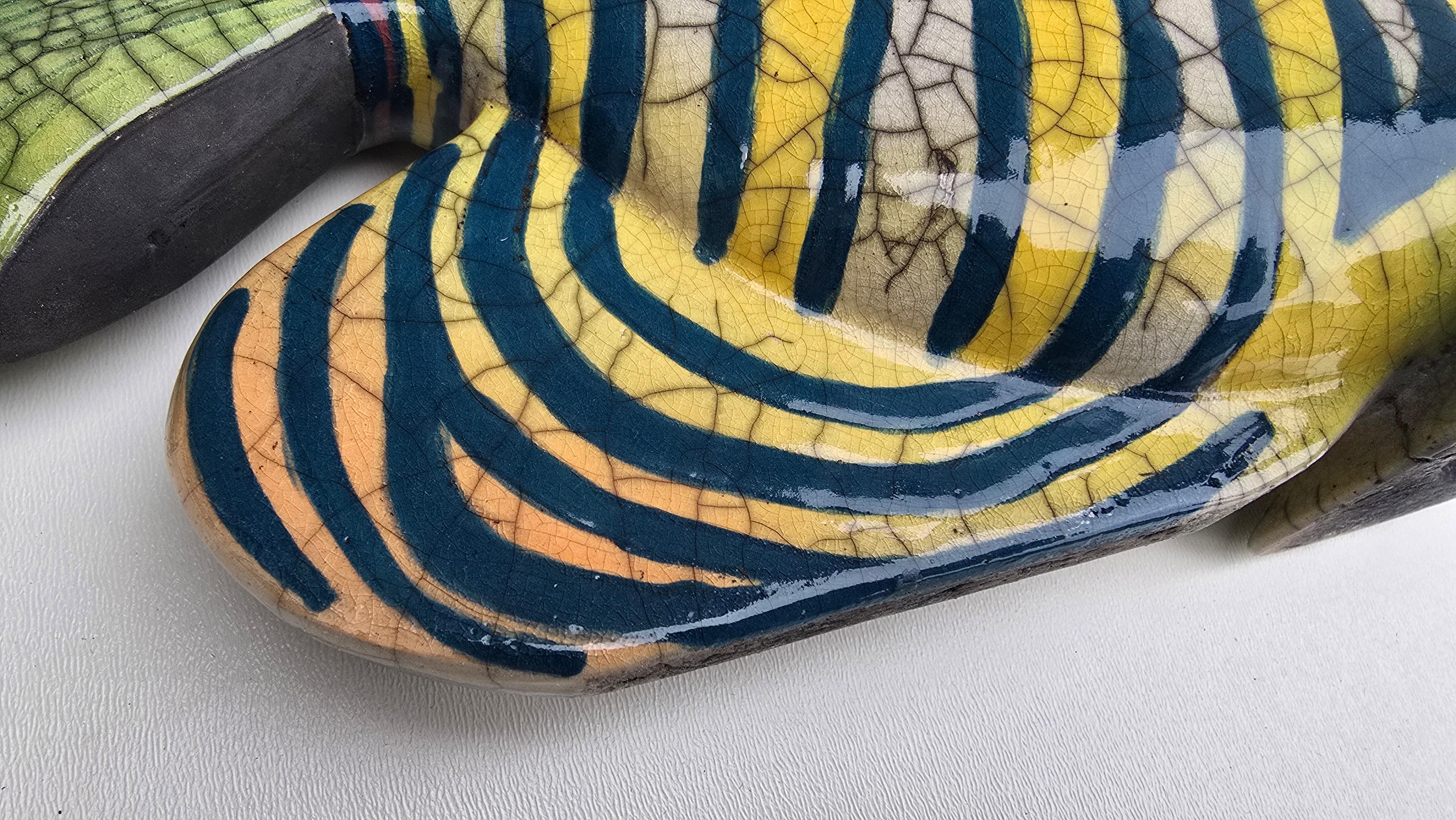 Grande scultura di pesce in ceramica Raku, Ceramica da Studio realizzata a mano, anni '80-2000 in vendita 7