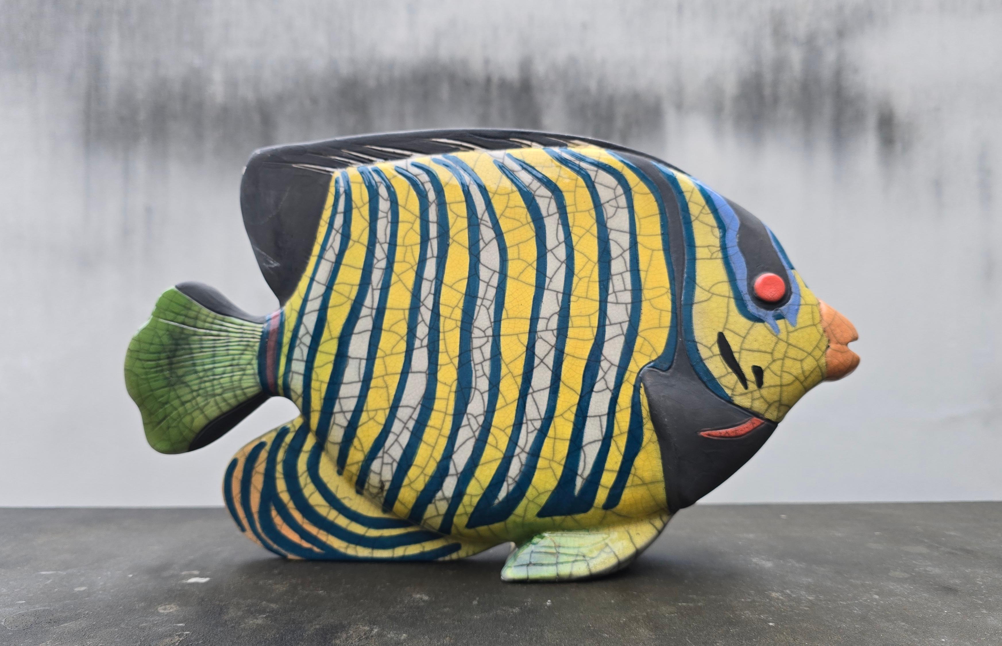 Grande scultura di pesce in ceramica Raku, Ceramica da Studio realizzata a mano, anni '80-2000 in vendita 8