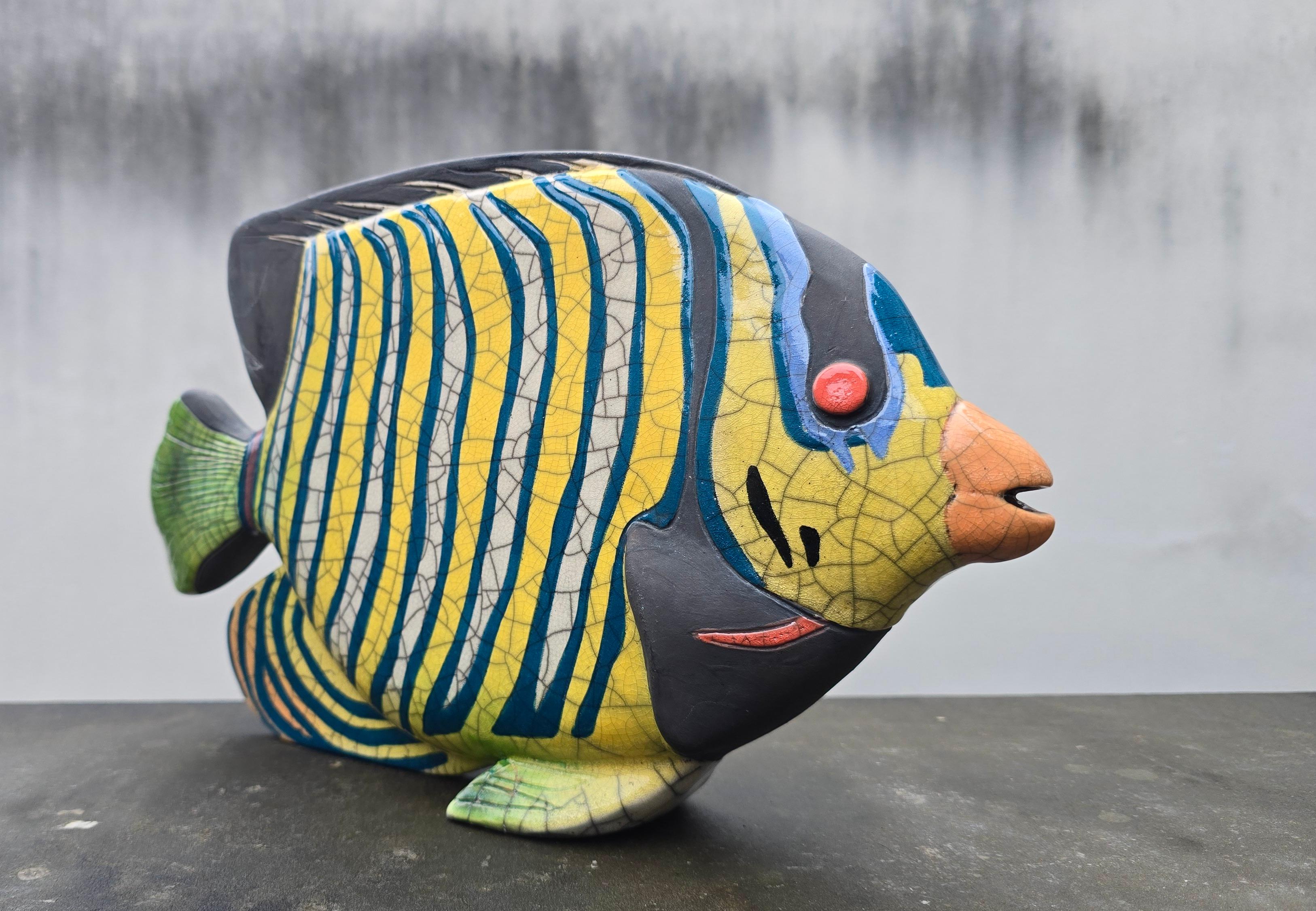 Grande scultura di pesce in ceramica Raku, Ceramica da Studio realizzata a mano, anni '80-2000 in vendita 9