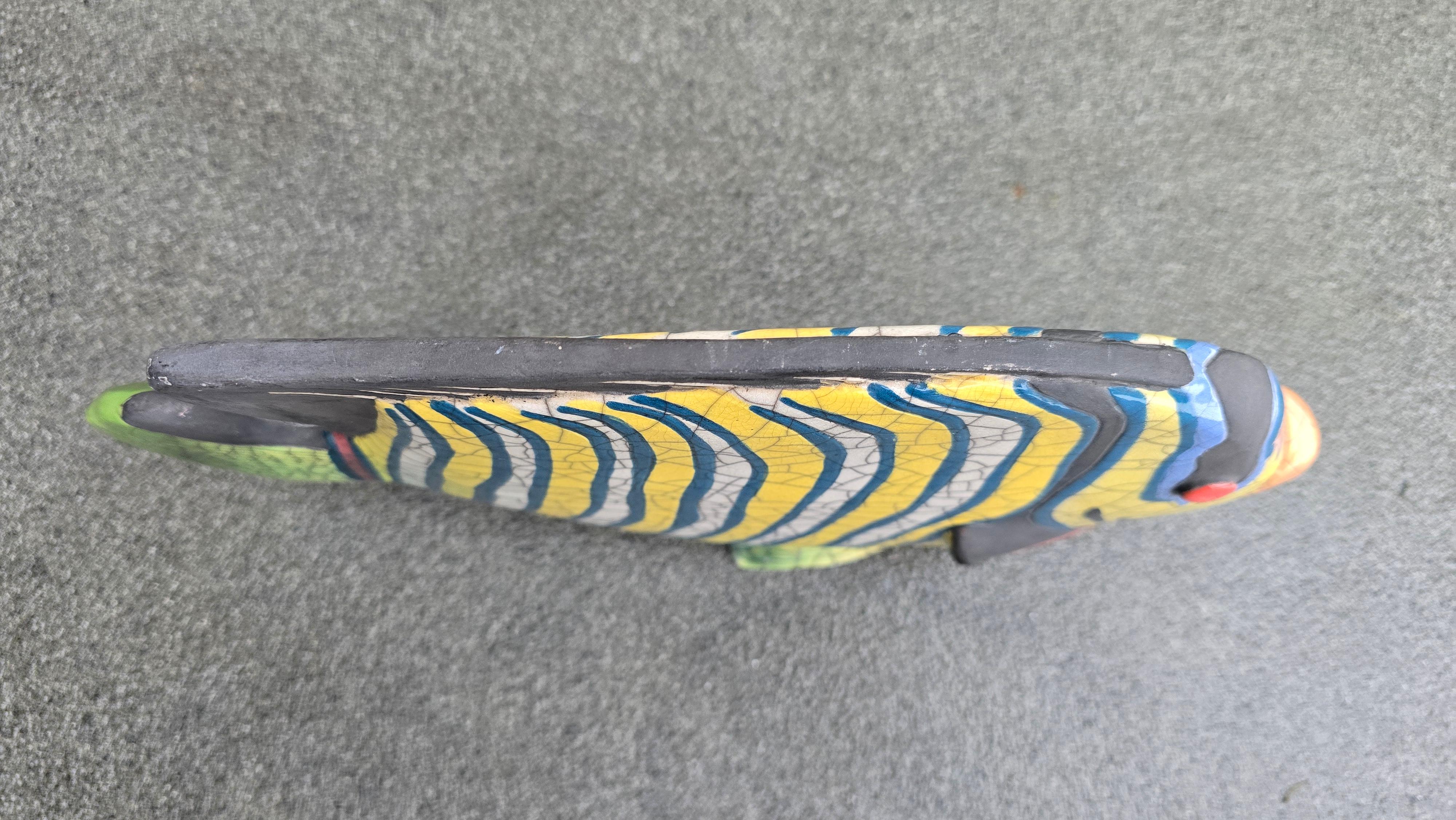 Grande scultura di pesce in ceramica Raku, Ceramica da Studio realizzata a mano, anni '80-2000 in vendita 2