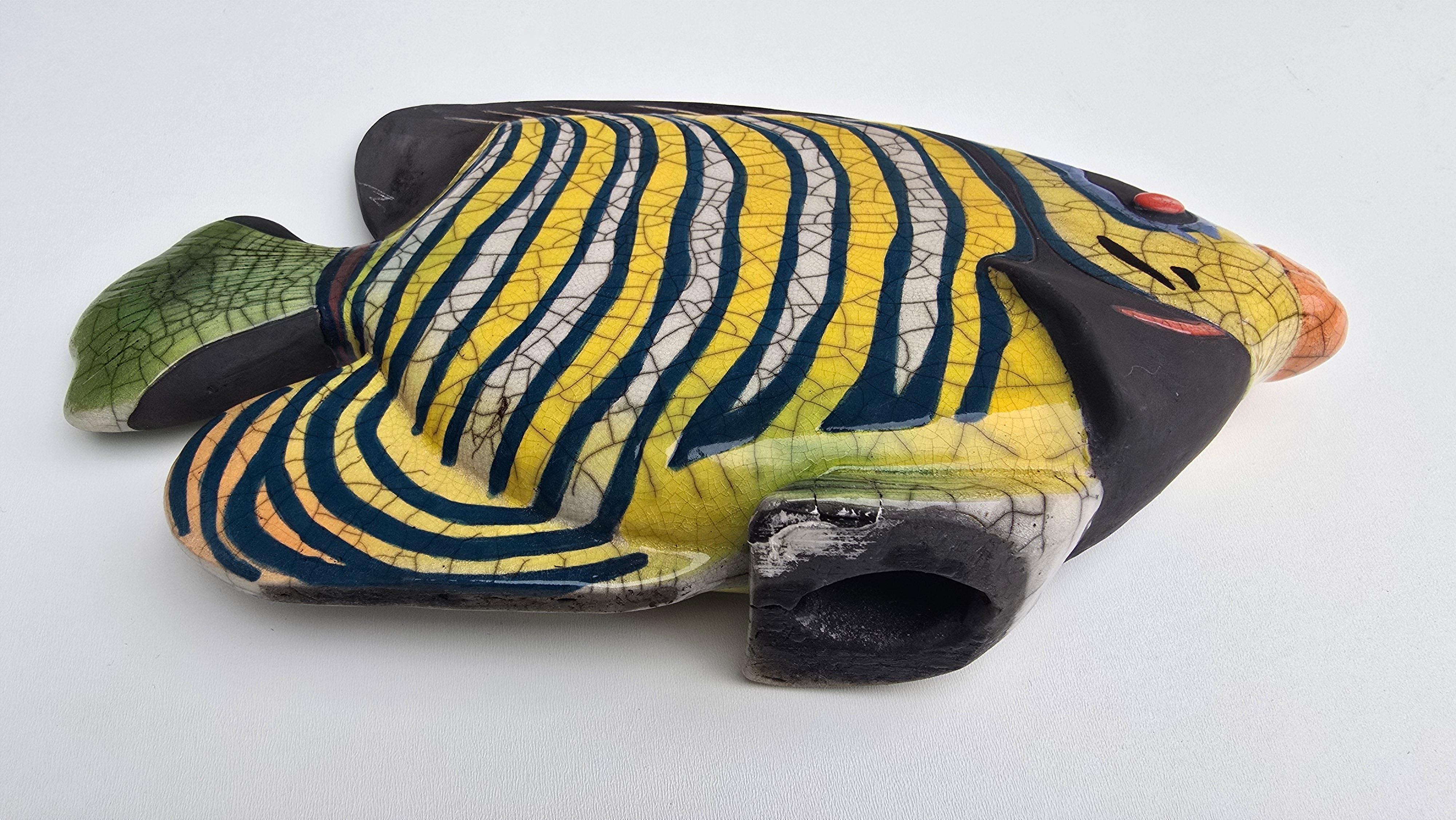 Grande scultura di pesce in ceramica Raku, Ceramica da Studio realizzata a mano, anni '80-2000 in vendita 3