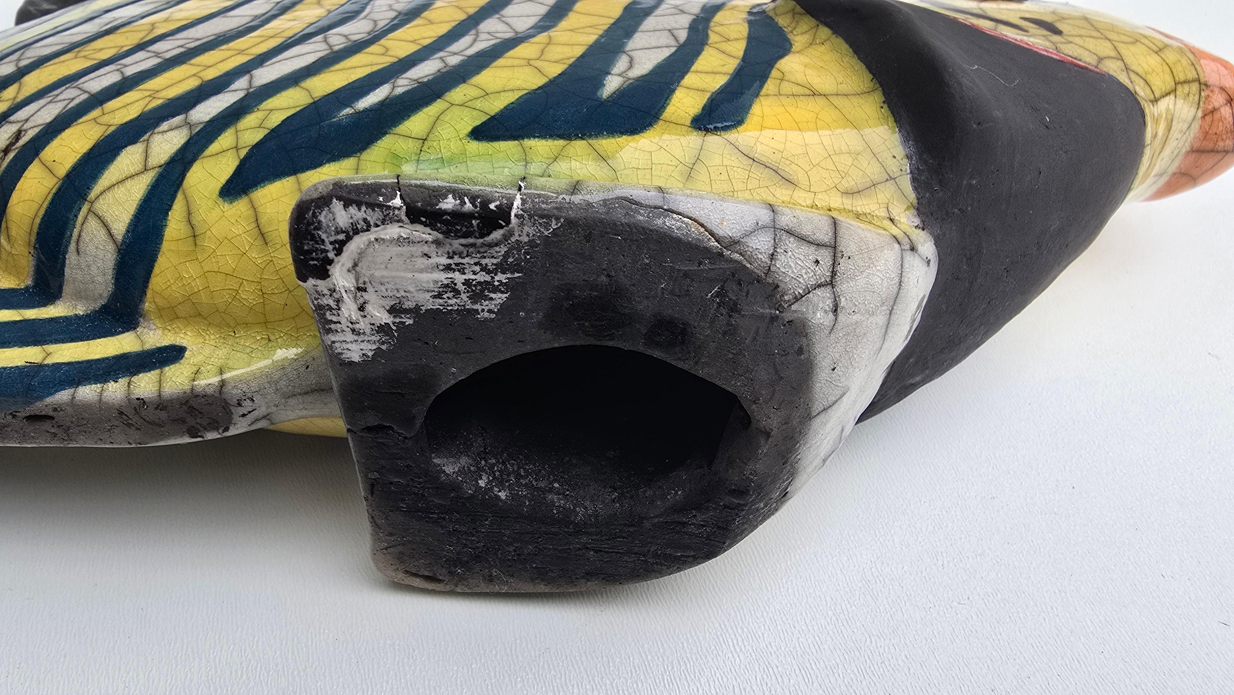 Grande scultura di pesce in ceramica Raku, Ceramica da Studio realizzata a mano, anni '80-2000 in vendita 4