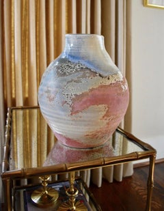 Large Raku Fired Abstract Pottery Vase by American Potter Tony Evans