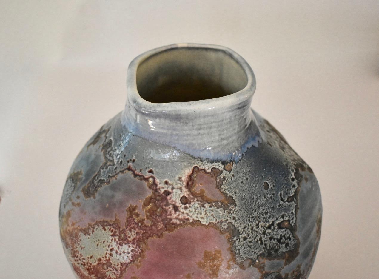 Large Raku Fired Abstract Pottery Vase by American Potter Tony Evans 4