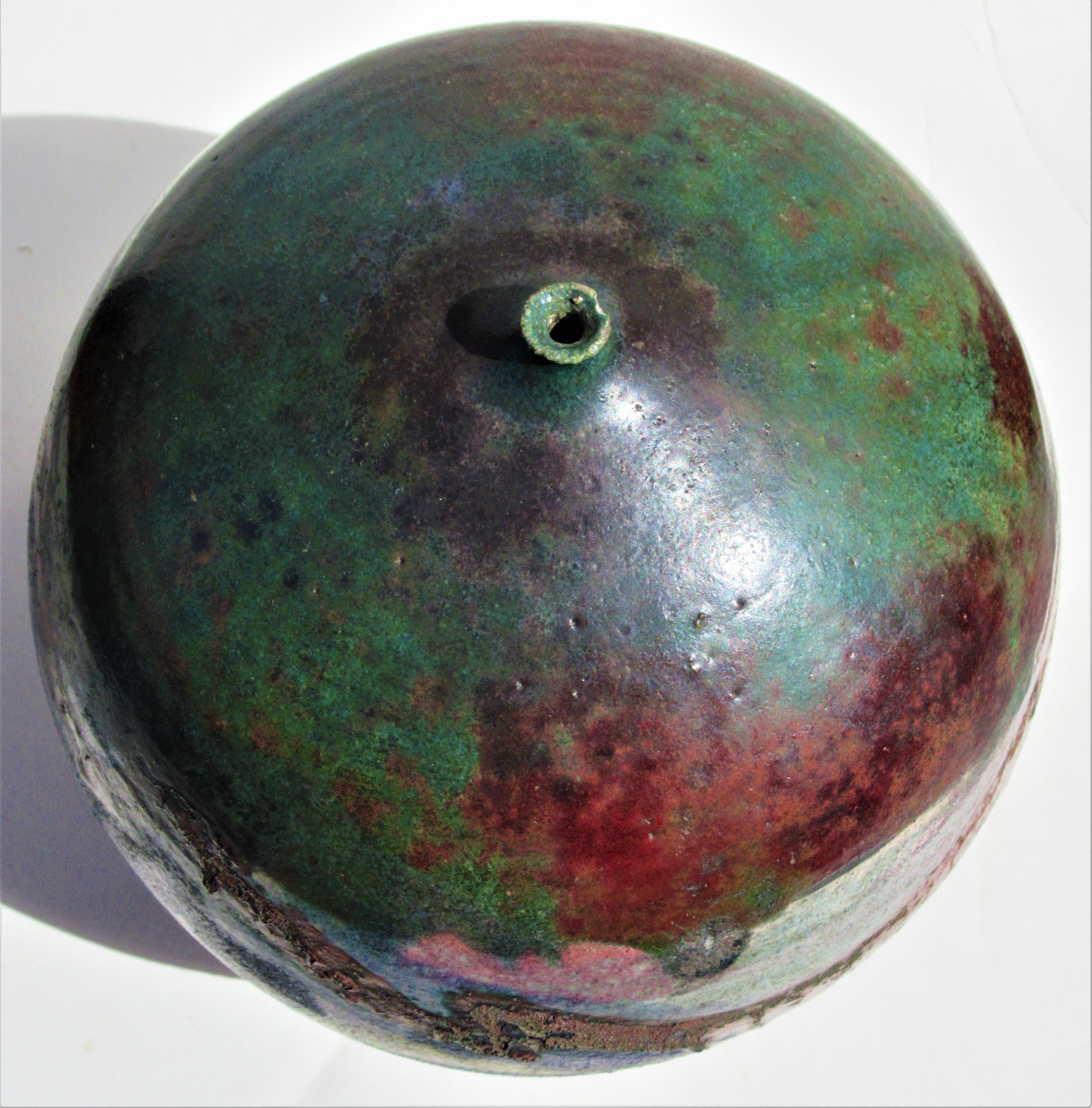 Large Fire Glazed Raku Pottery Weed Pot Vase by Nancy Jurs 6