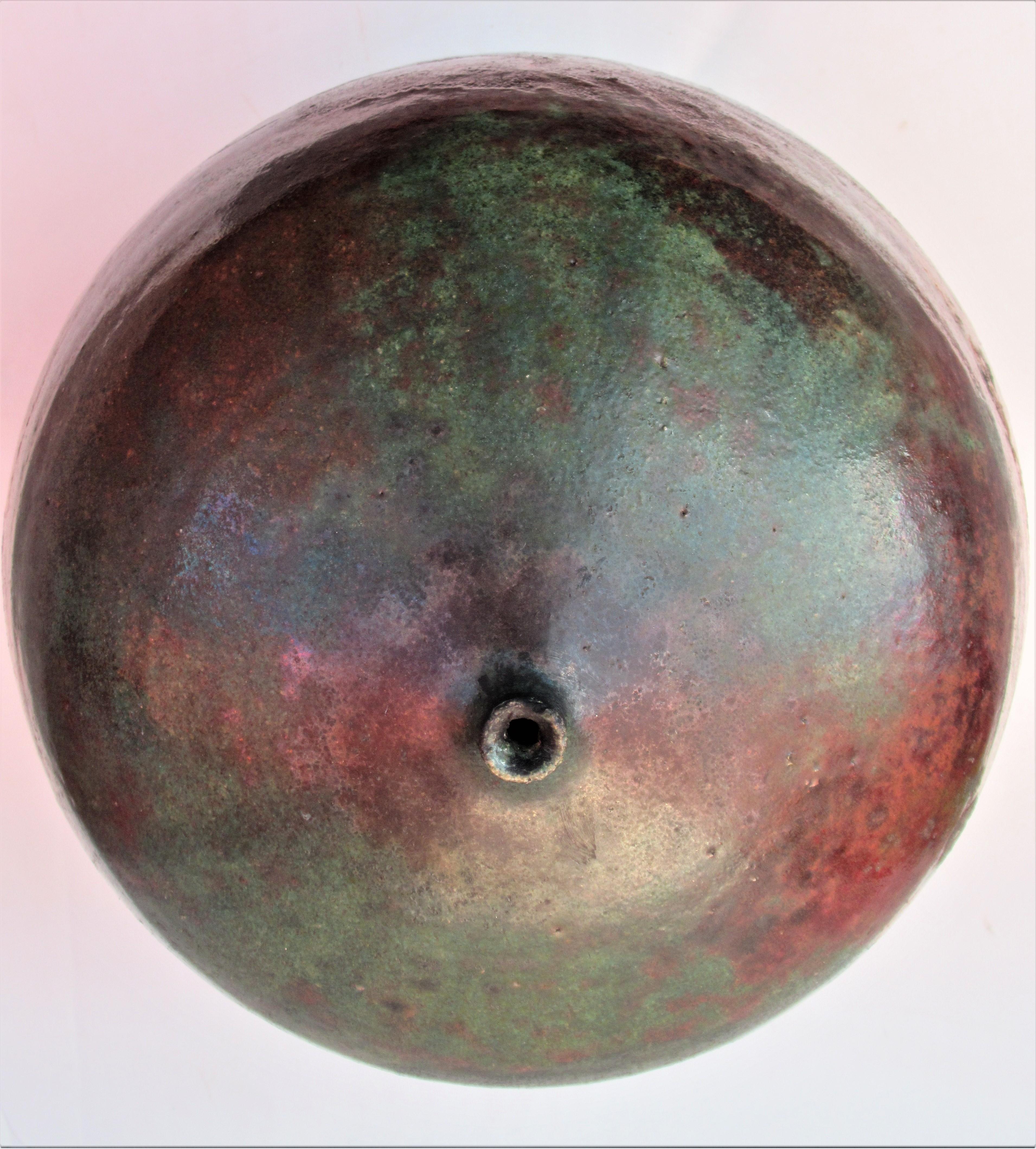 Large Fire Glazed Raku Pottery Weed Pot Vase by Nancy Jurs 4