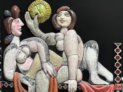 Grand panneau Raku, Women in The Sun, Roger Capron, Vallauris 1995